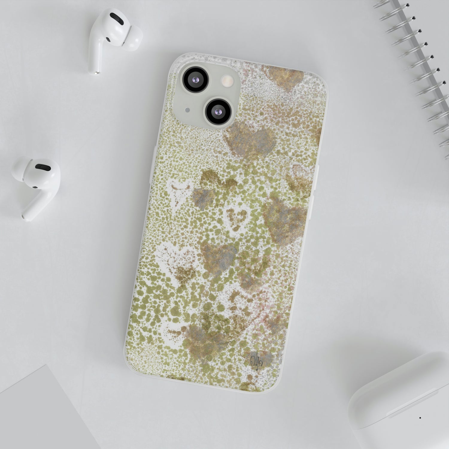 iPhone and Samsung Galaxy Flexi Phone Case Green Hearts - Alja Design