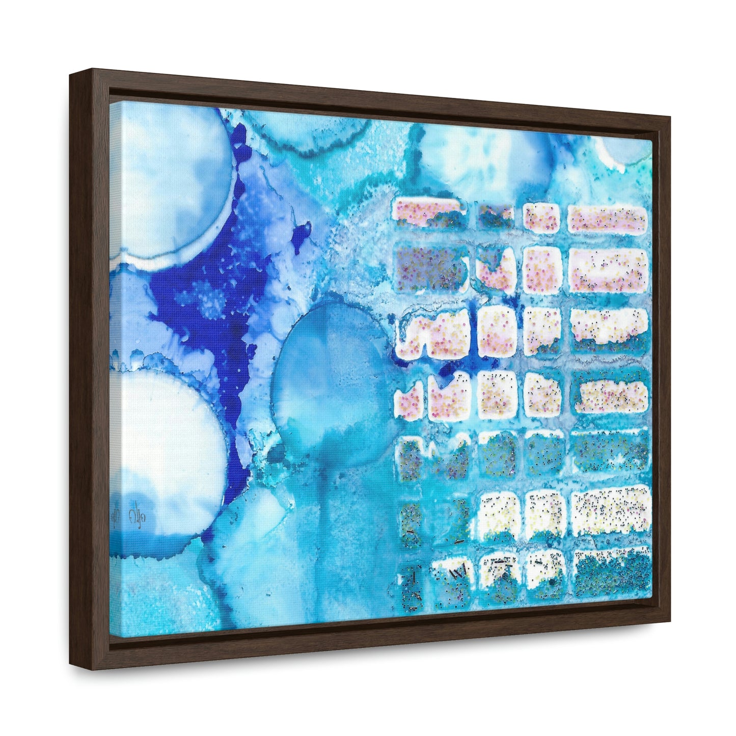 Blue Ice 11 Framed Canvas Print - Alja Design