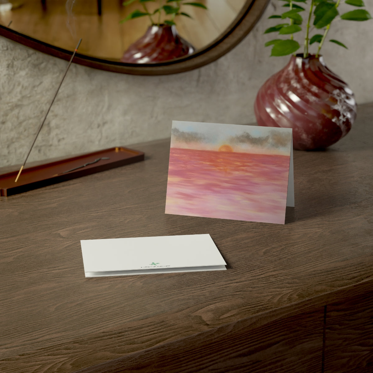 Red Sunset Folded Greeting Card