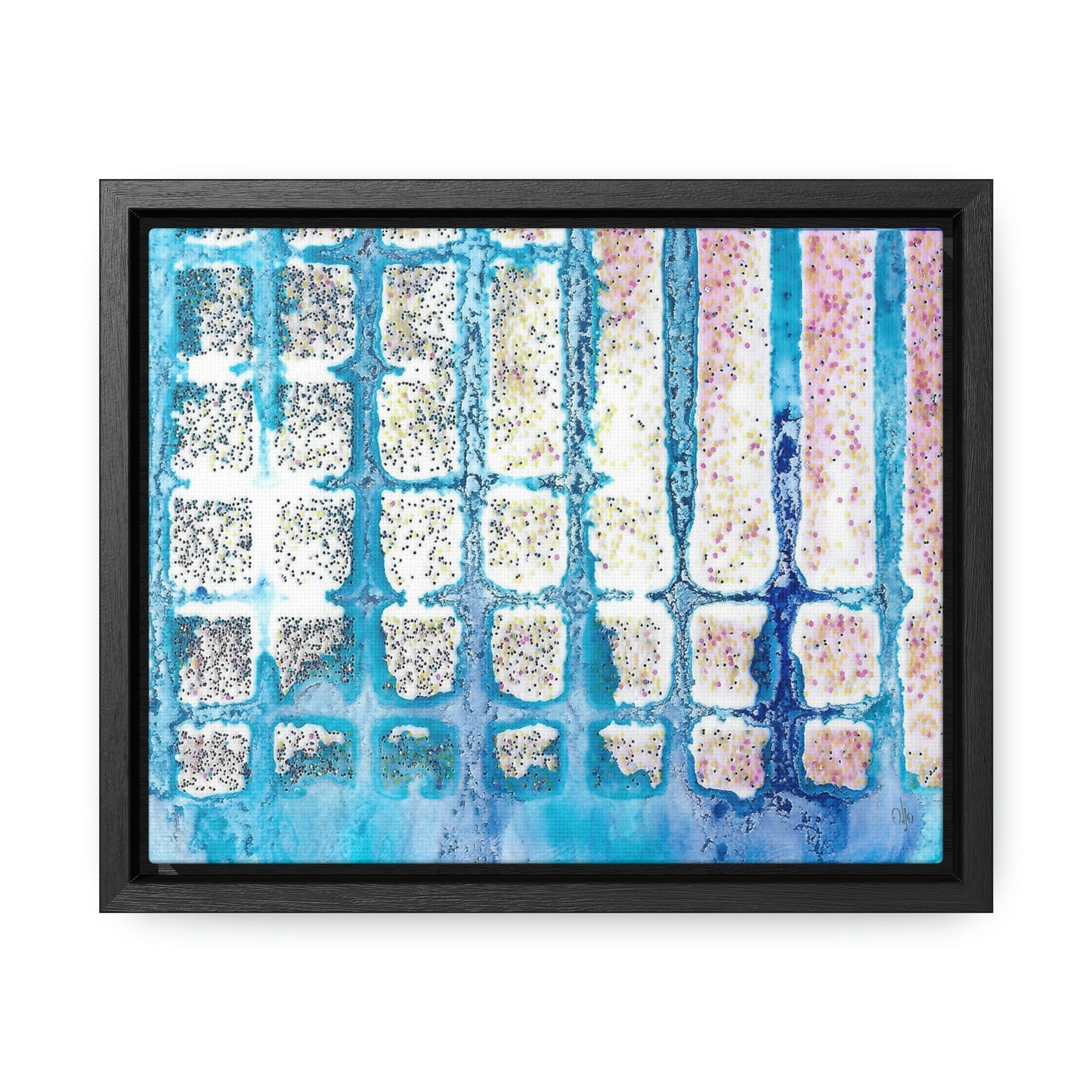 Blue Ice 13 Framed Canvas Print - Alja Design