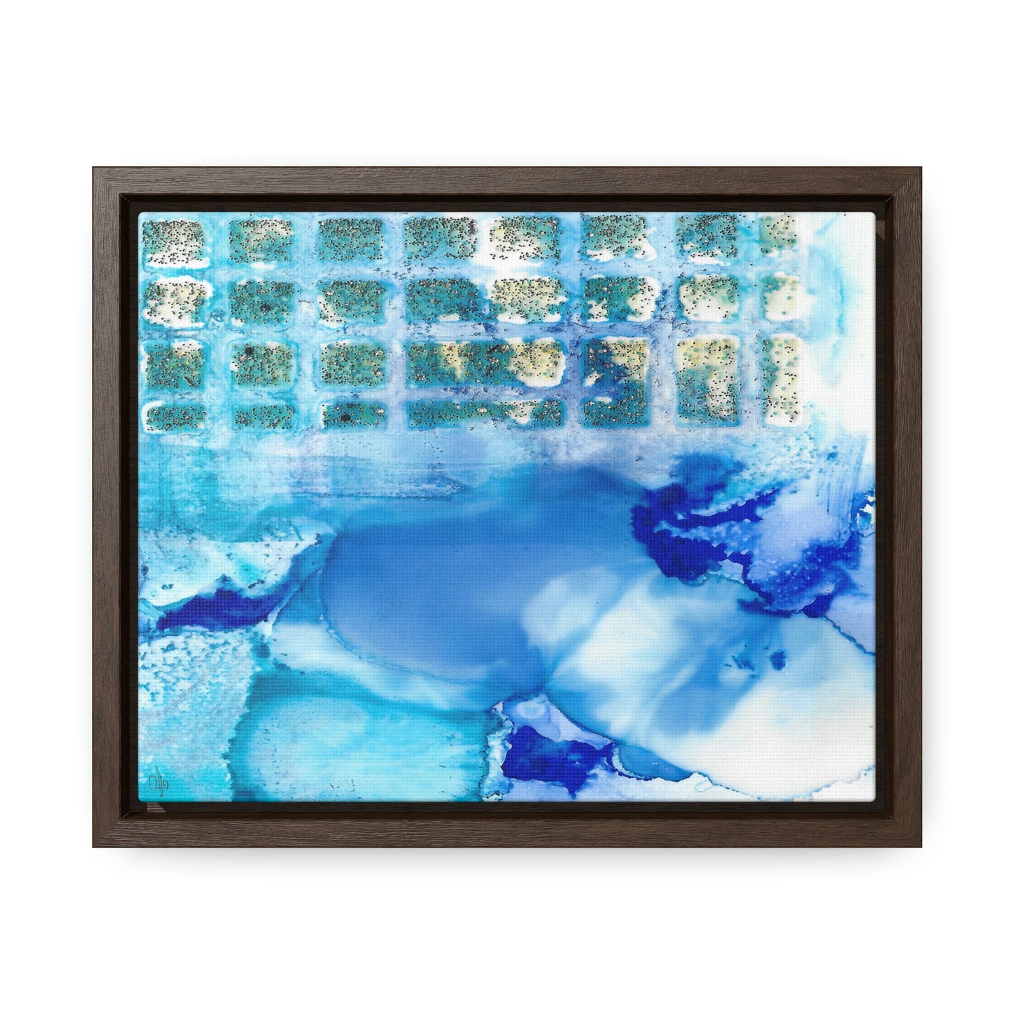 Blue Ice 12 Framed Canvas Print - Alja Design