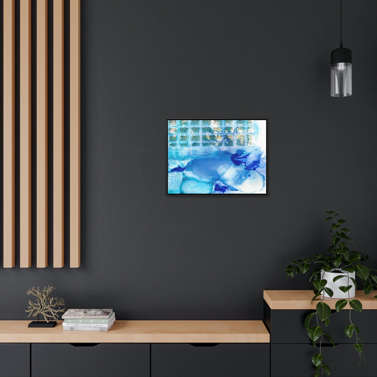 Blue Ice 12 Framed Canvas Print - Alja Design