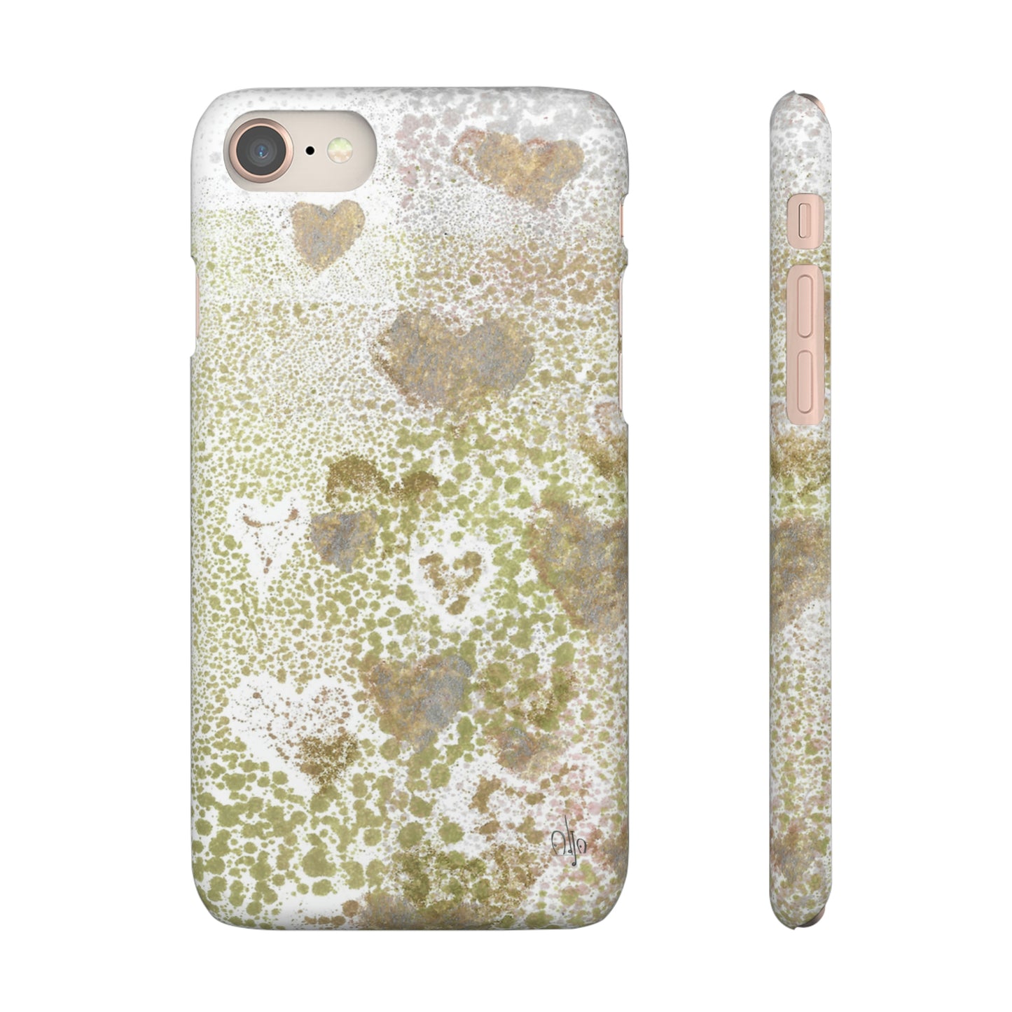 iPhone Samsung Galaxy Pixel5G Snap Case Phone Case Green Hearts - Alja Design