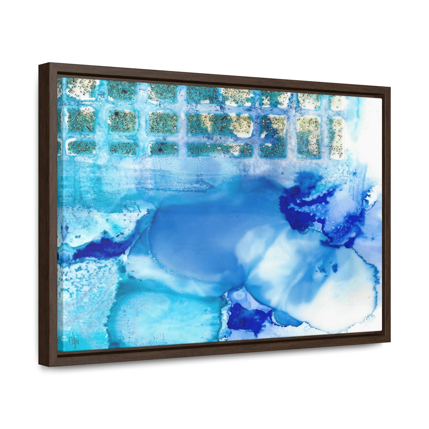Blue Ice 12 Framed Canvas Print - Alja Design