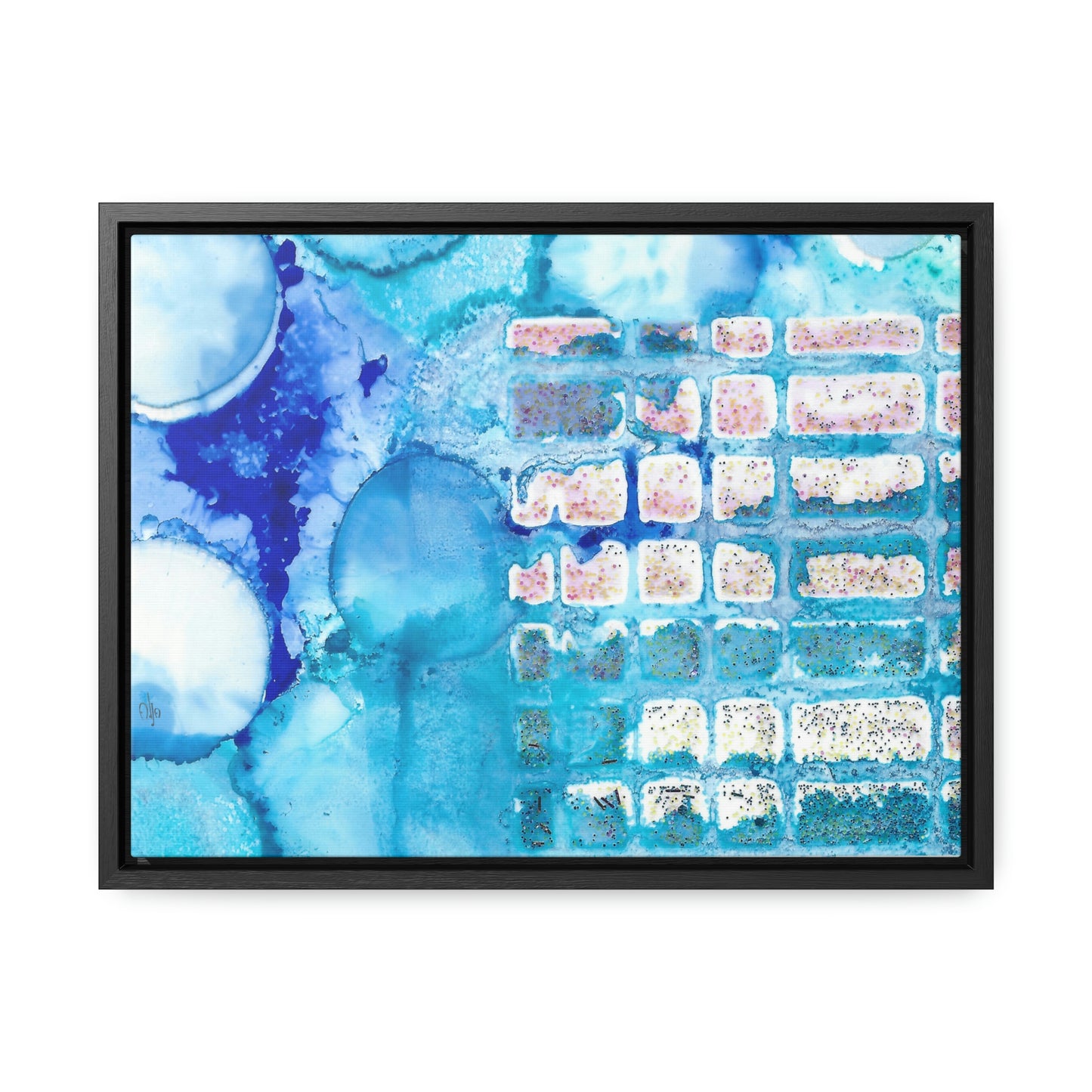 Blue Ice 11 Framed Canvas Print - Alja Design