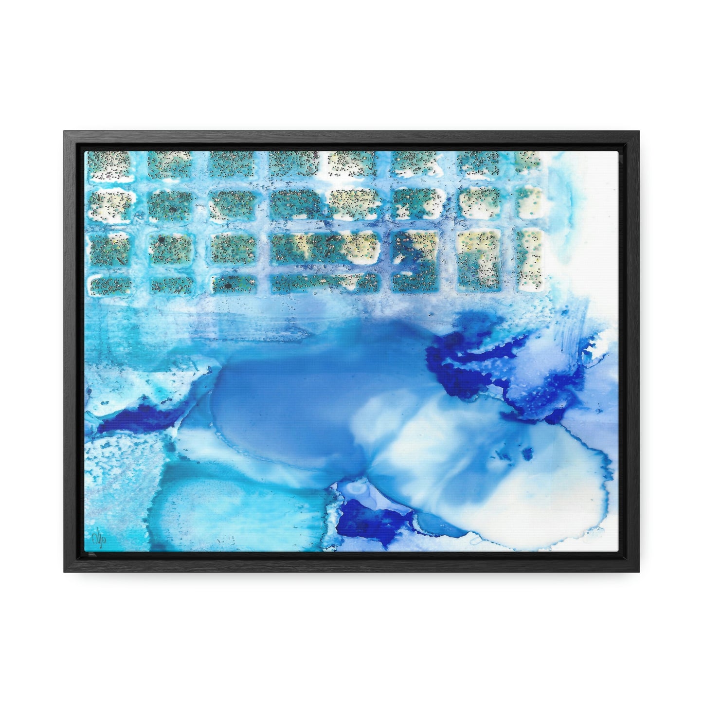 Blue Ice 12 Framed Canvas Print - Alja Design