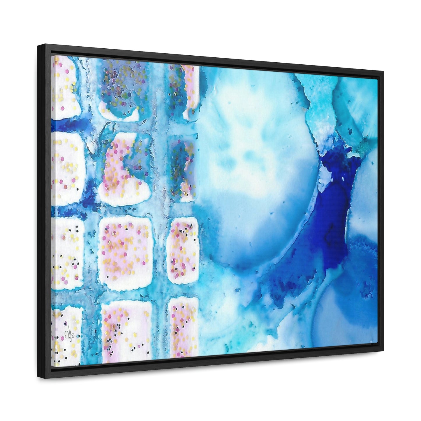 Blue Ice 10 Framed Canvas Print - Alja Design