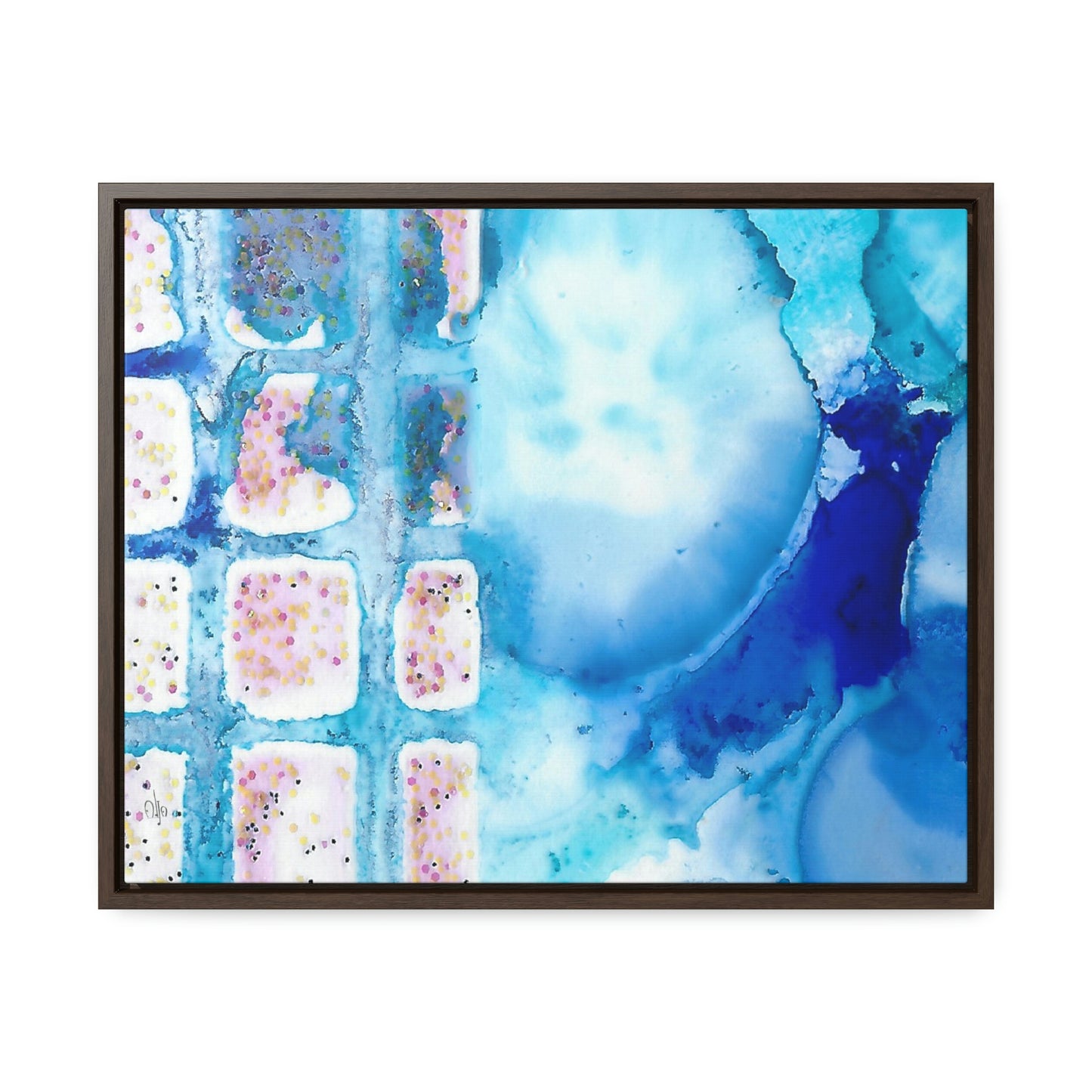 Blue Ice 10 Framed Canvas Print - Alja Design