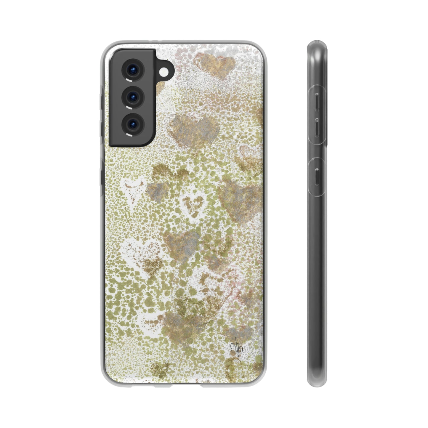 iPhone and Samsung Galaxy Flexi Phone Case Green Hearts - Alja Design