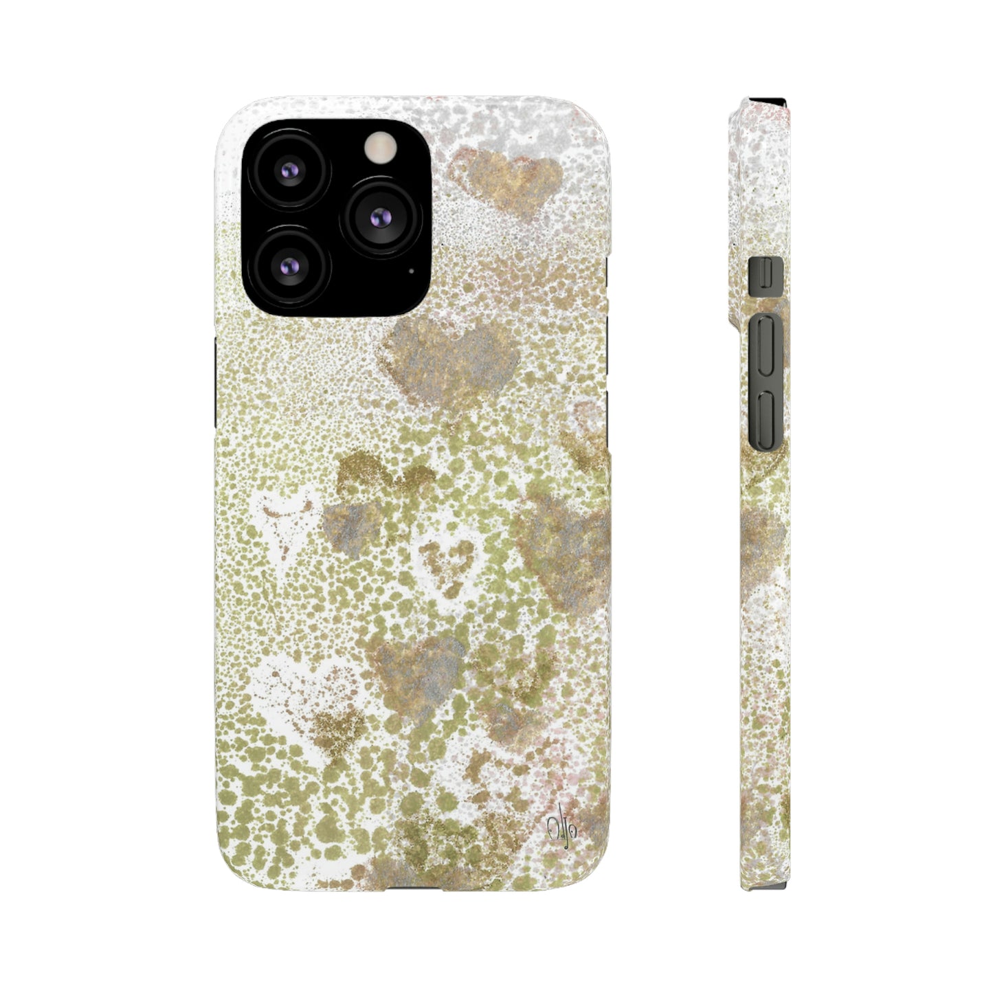 iPhone Samsung Galaxy Pixel5G Snap Case Phone Case Green Hearts - Alja Design