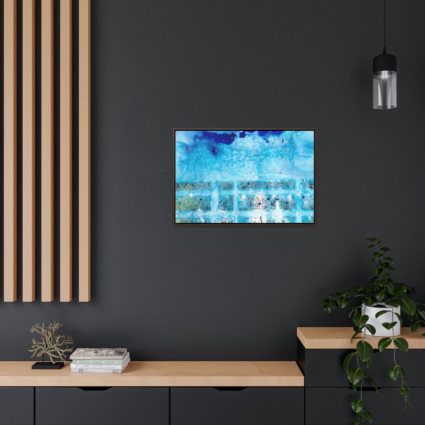 Blue Ice 8 Framed Canvas Print - Alja Design