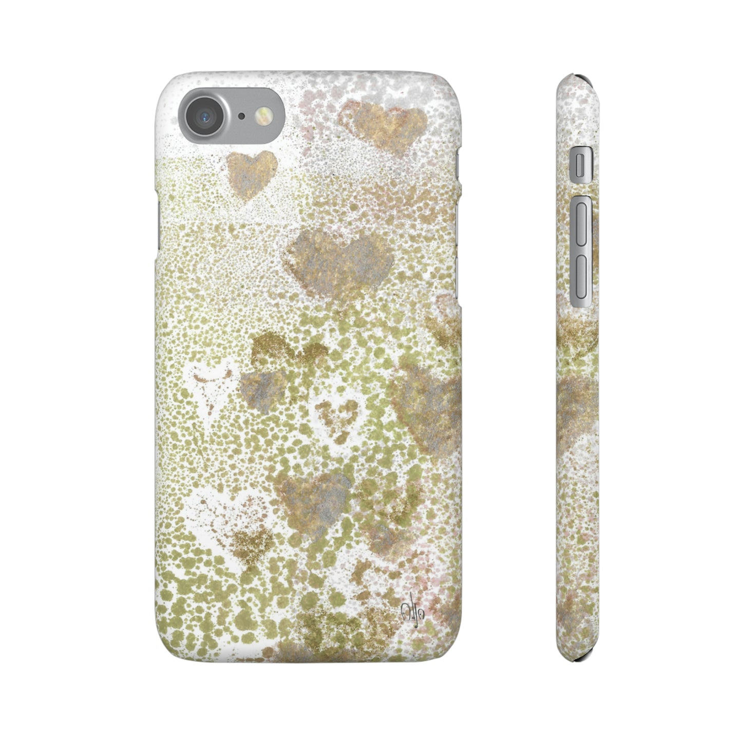 iPhone Samsung Galaxy Pixel5G Snap Case Phone Case Green Hearts - Alja Design