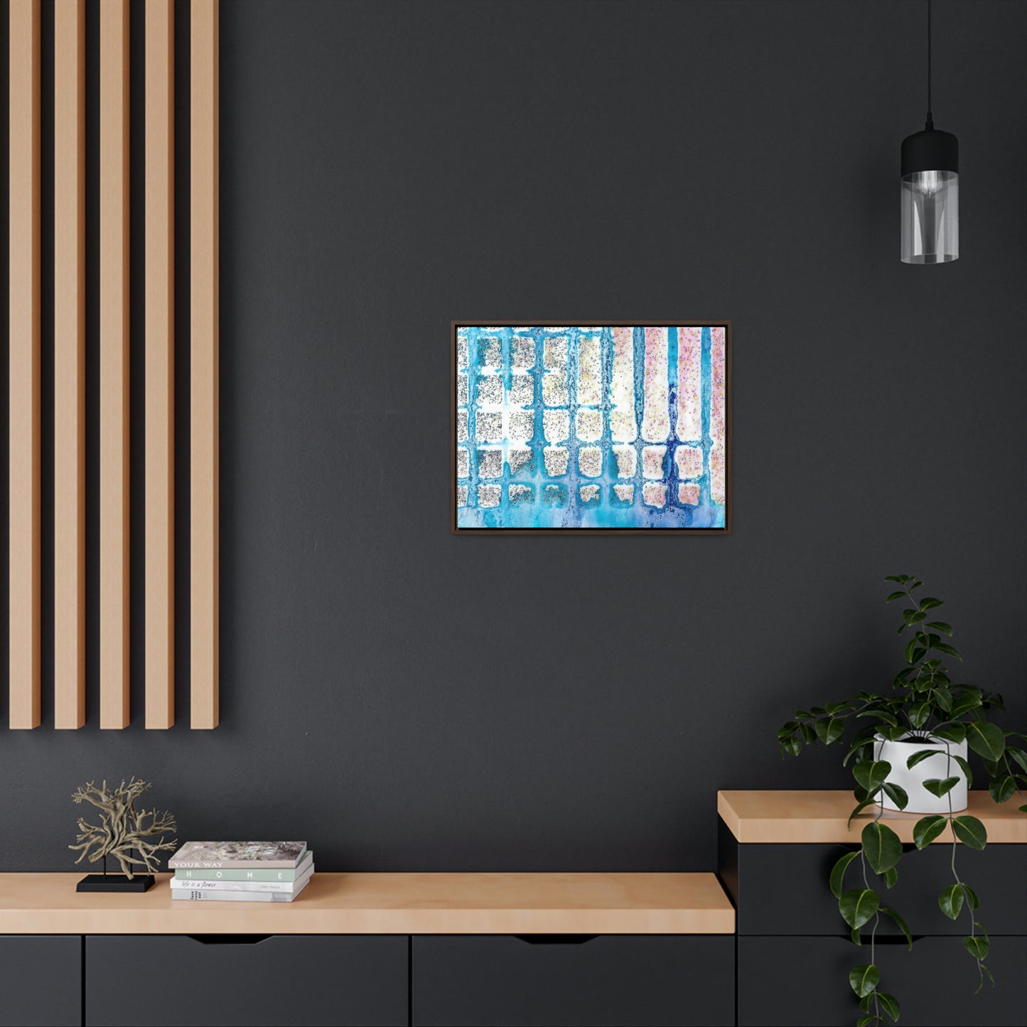 Blue Ice 13 Framed Canvas Print - Alja Design