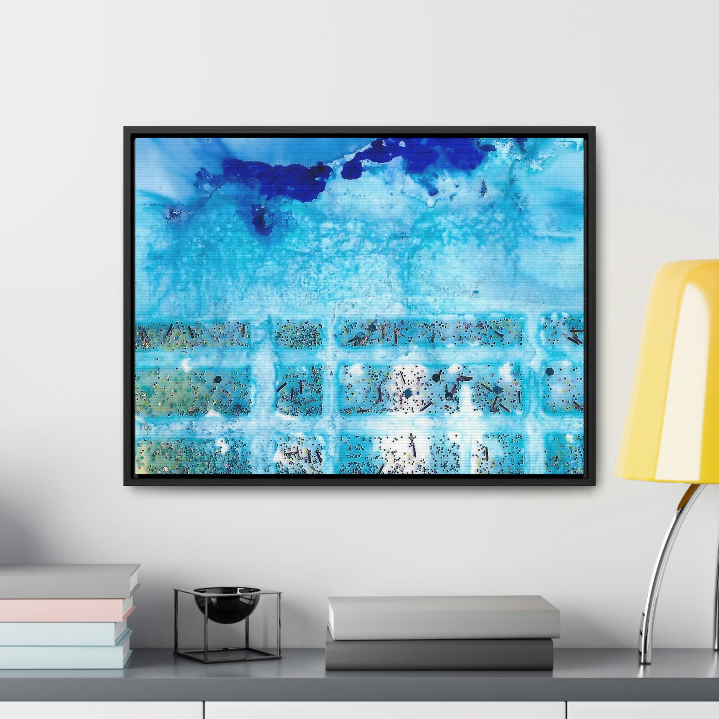 Blue Ice 8 Framed Canvas Print - Alja Design
