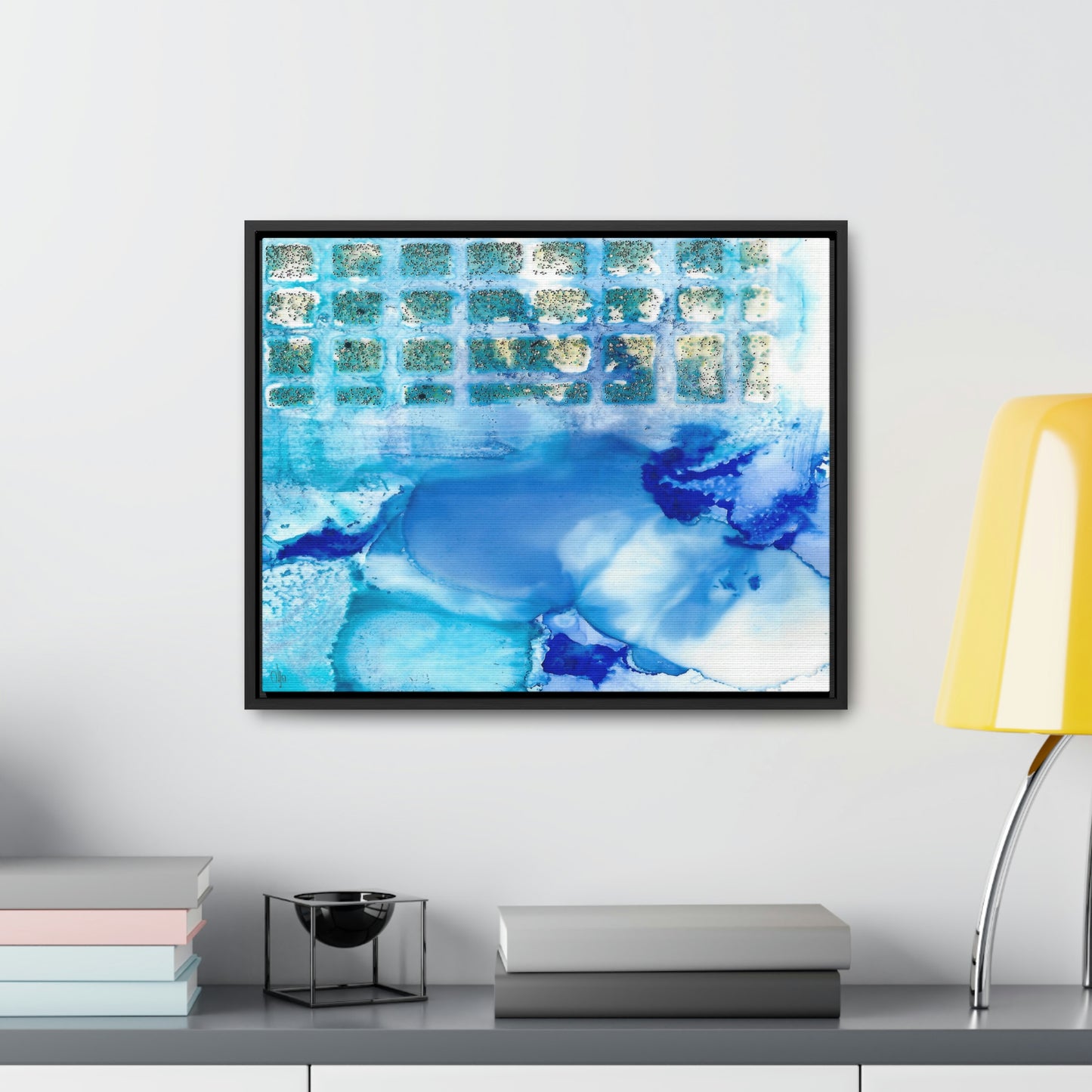 Blue Ice 12 Framed Canvas Print - Alja Design