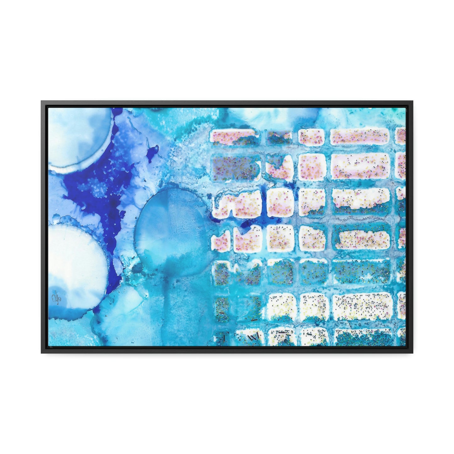 Blue Ice 11 Framed Canvas Print - Alja Design