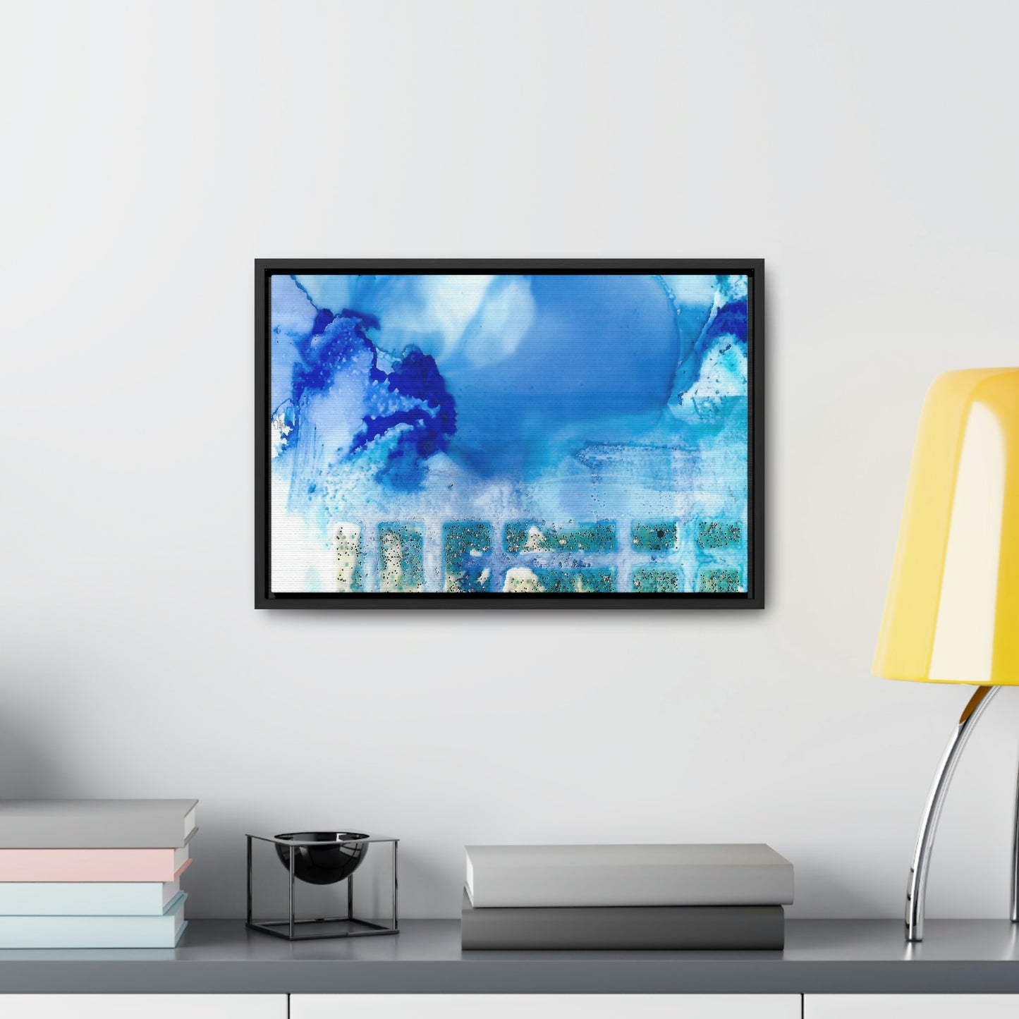 Blue Ice 7 Framed Canvas Print - Alja Design