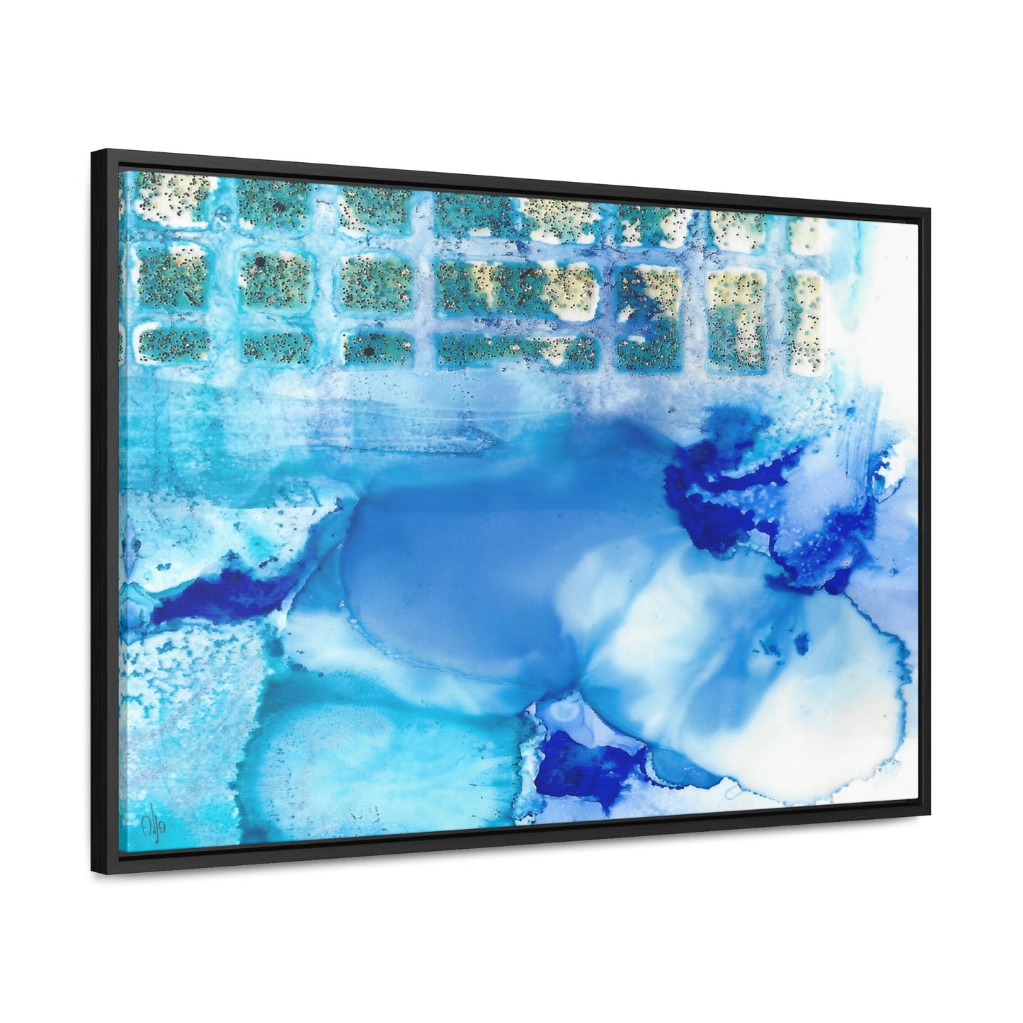 Blue Ice 12 Framed Canvas Print - Alja Design