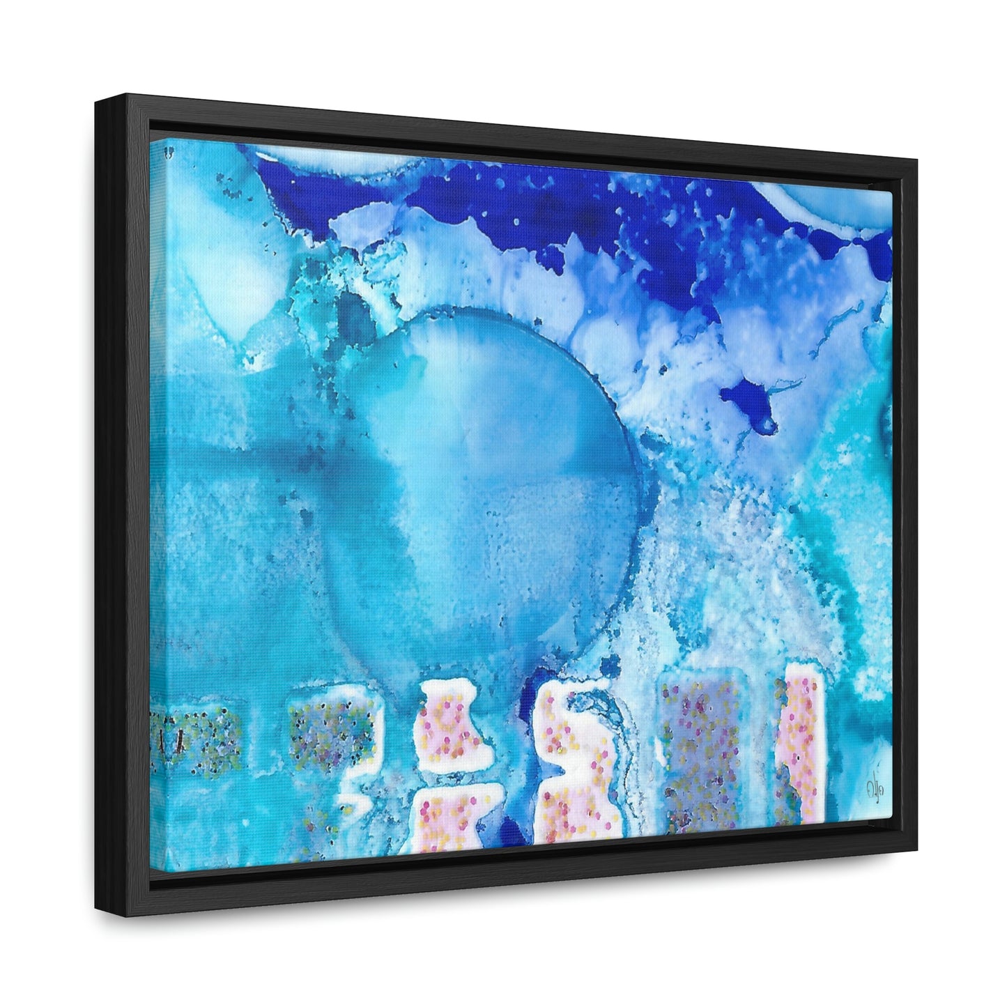 Blue Ice 9 Framed Canvas Print - Alja Design