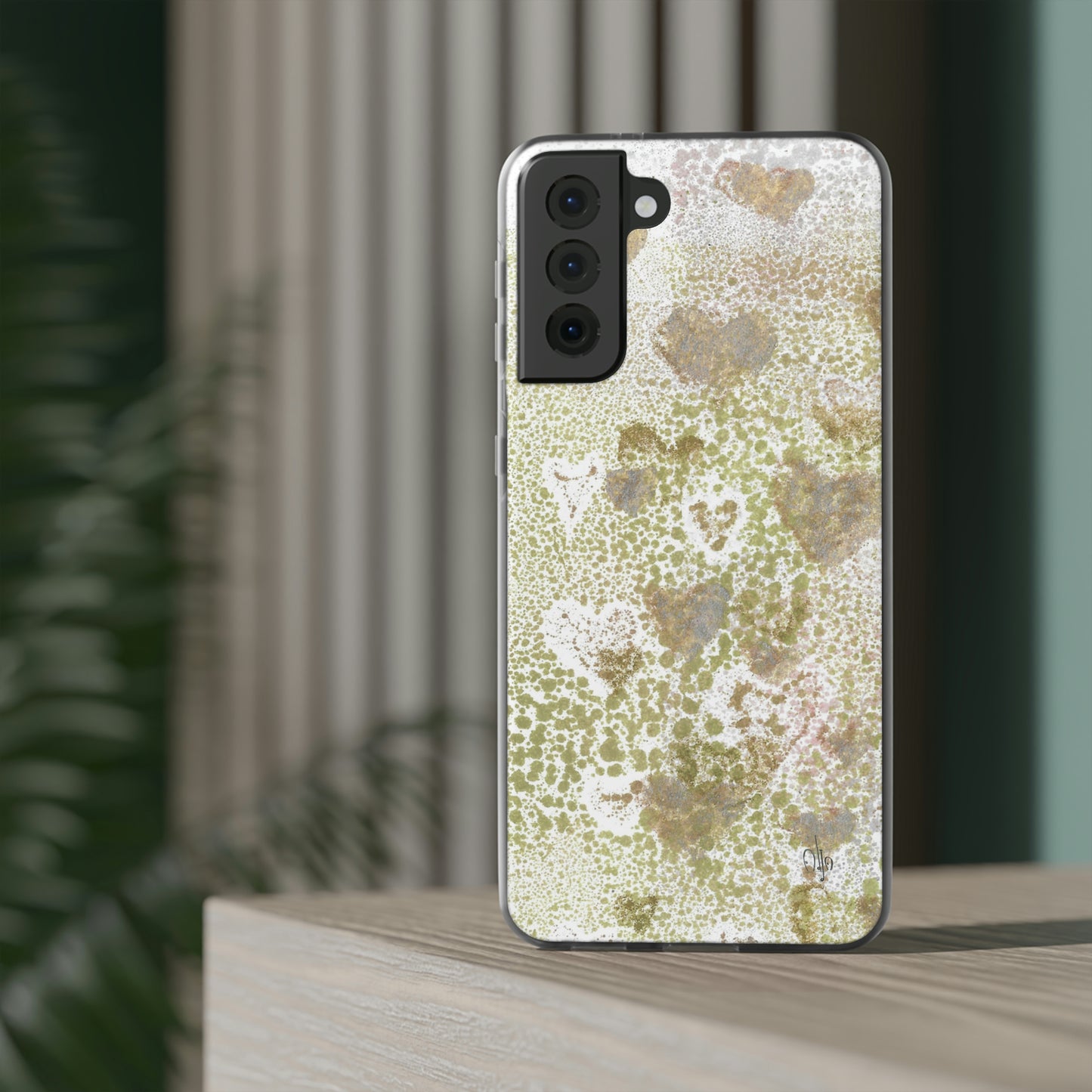 iPhone and Samsung Galaxy Flexi Phone Case Green Hearts - Alja Design