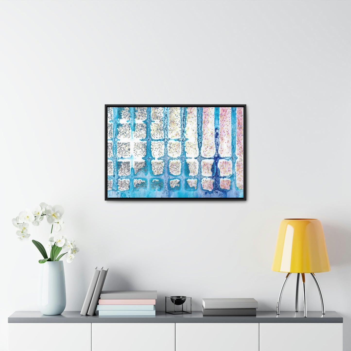 Blue Ice 13 Framed Canvas Print - Alja Design