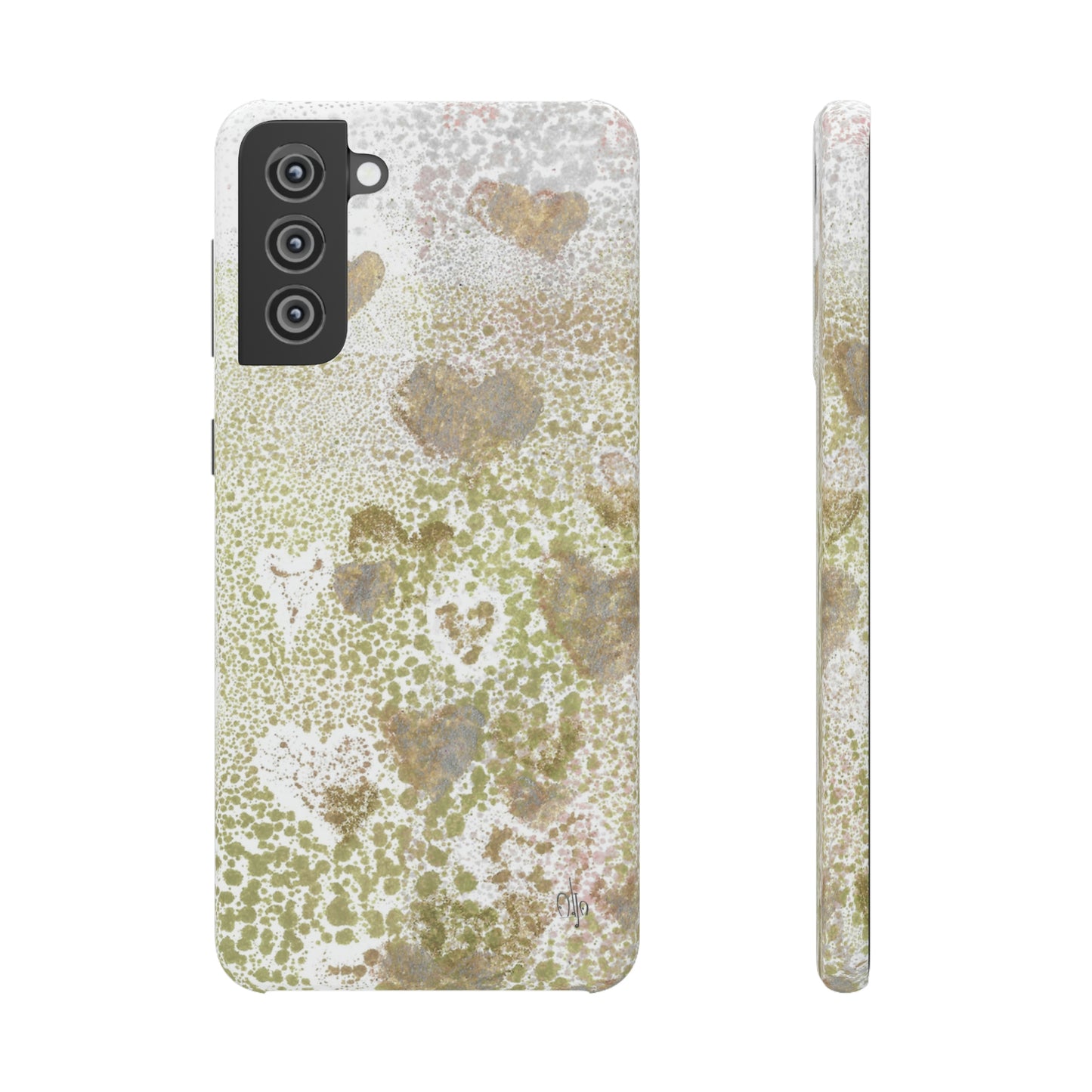 iPhone Samsung Galaxy Pixel5G Snap Case Phone Case Green Hearts - Alja Design