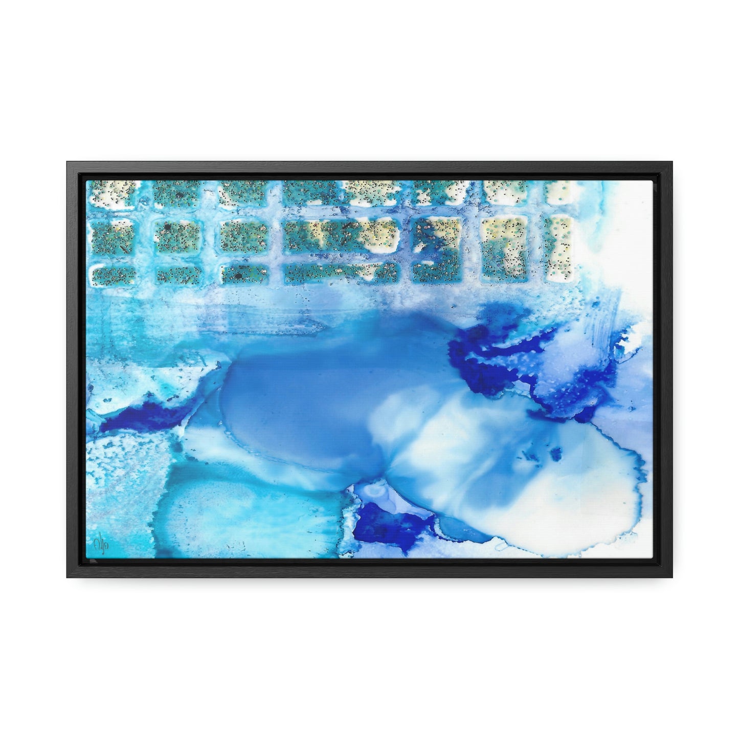 Blue Ice 12 Framed Canvas Print - Alja Design