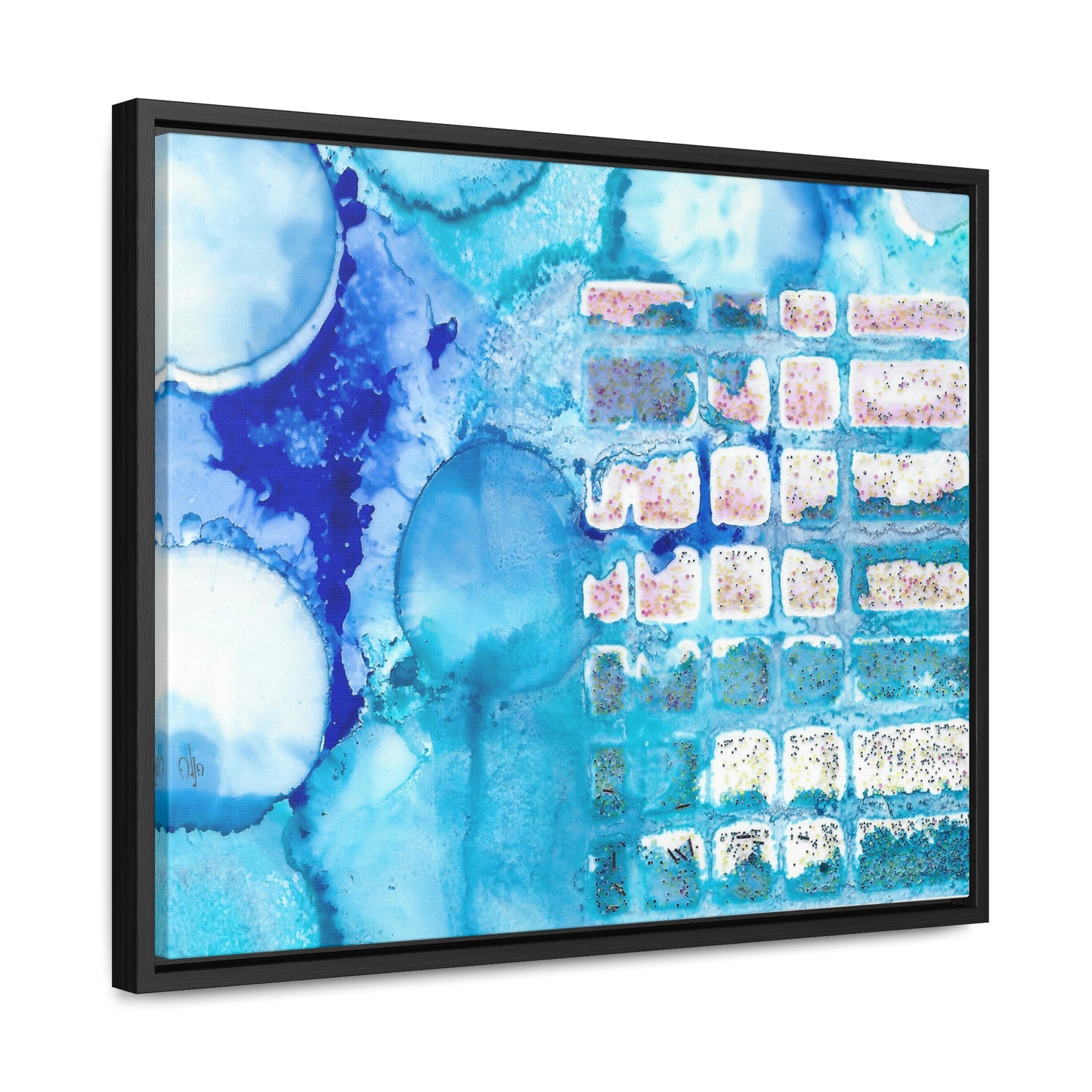 Blue Ice 11 Framed Canvas Print - Alja Design