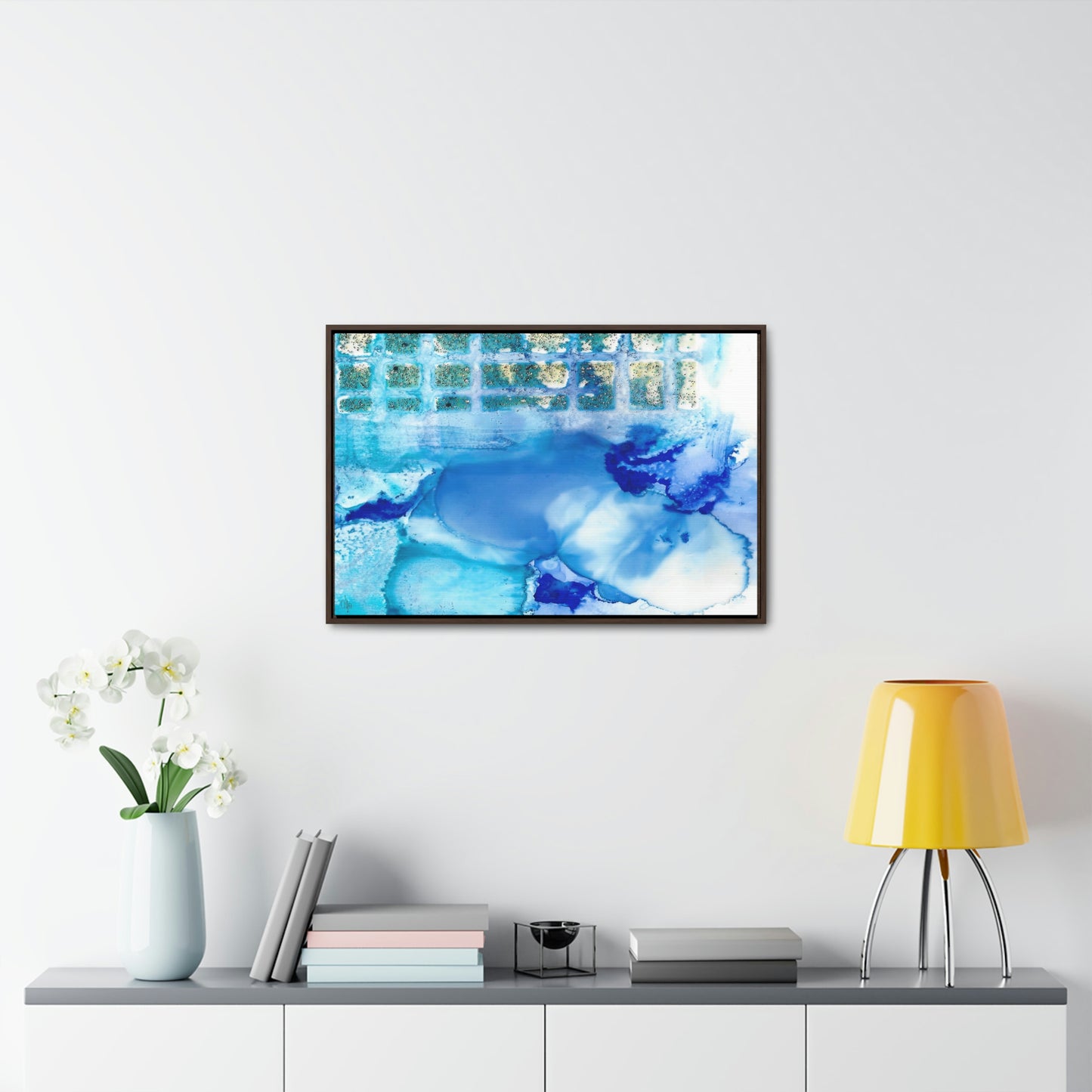 Blue Ice 12 Framed Canvas Print - Alja Design