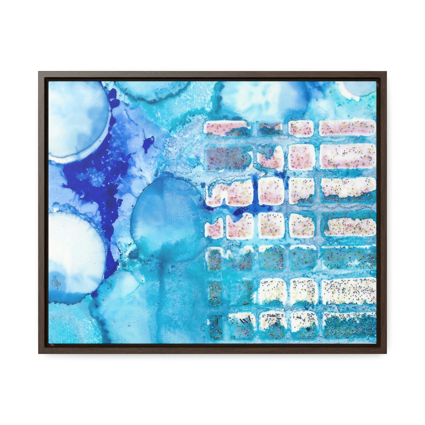 Blue Ice 11 Framed Canvas Print - Alja Design