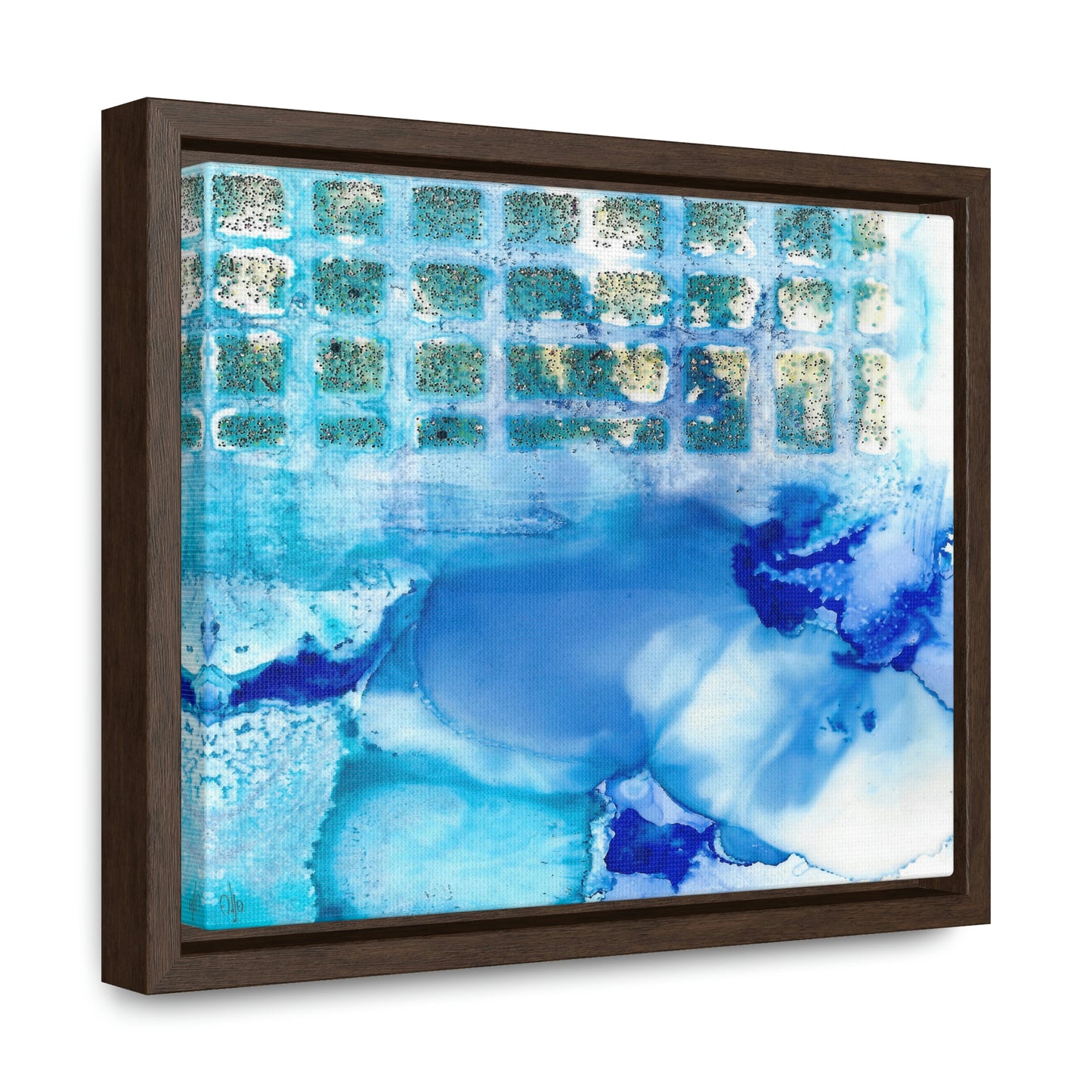 Blue Ice 12 Framed Canvas Print - Alja Design