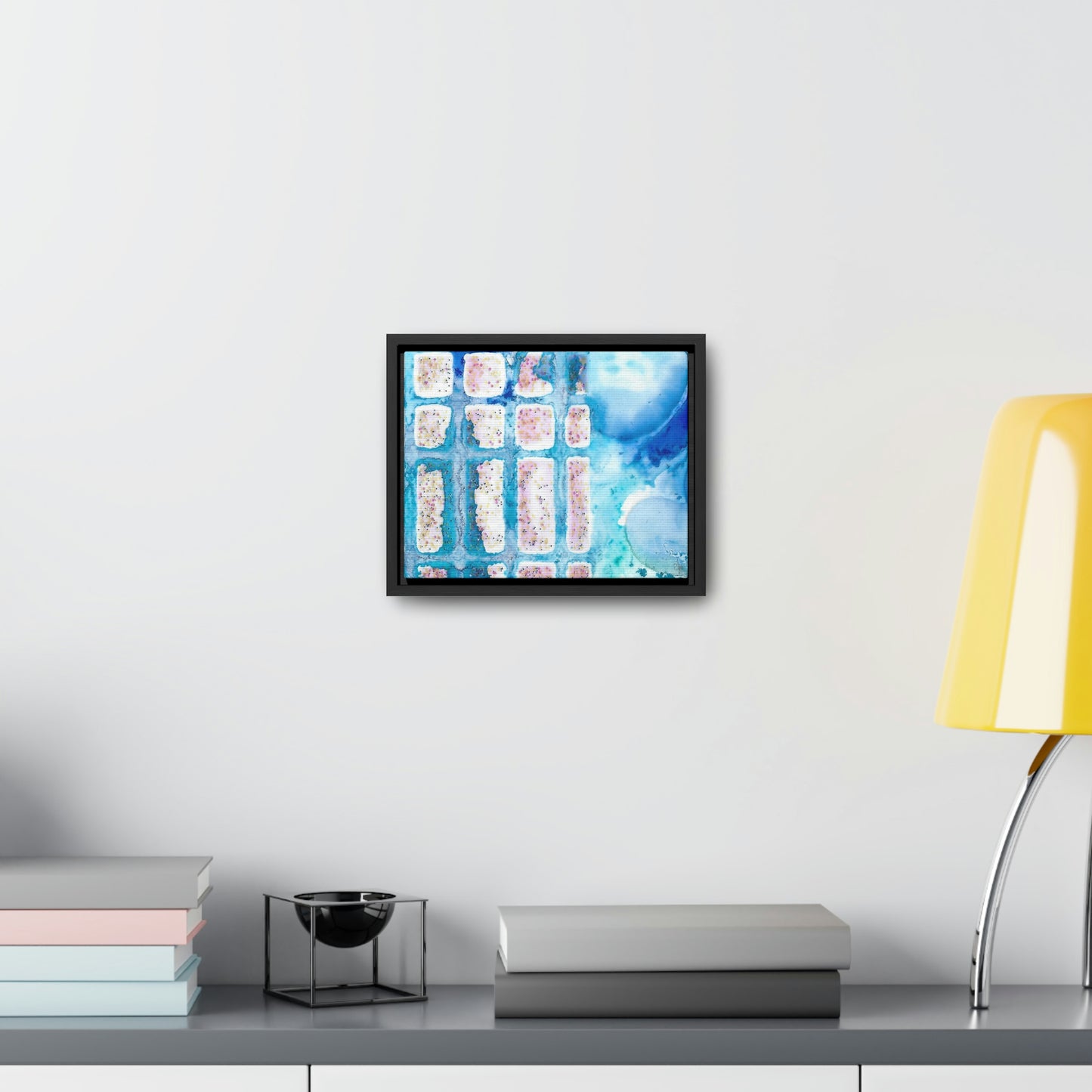 Blue Ice 6 Framed Canvas Print - Alja Design