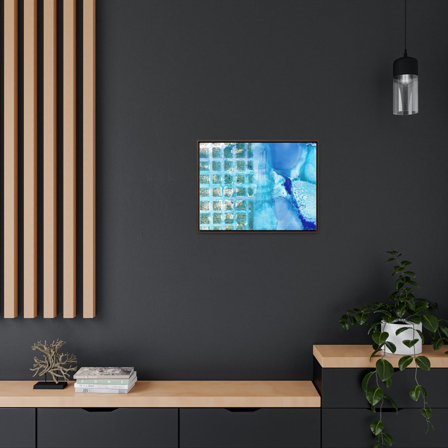 Blue Ice 14 Framed Canvas Print - Alja Design