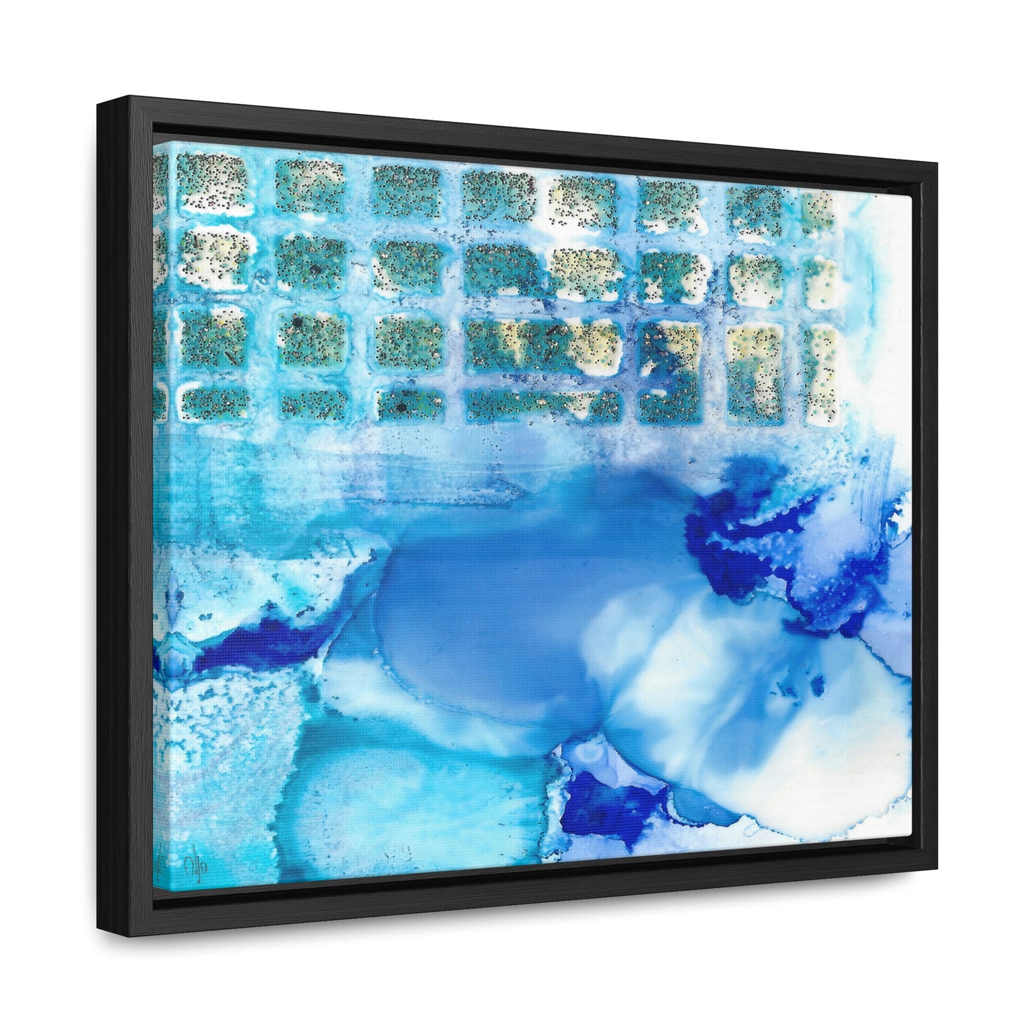 Blue Ice 12 Framed Canvas Print - Alja Design