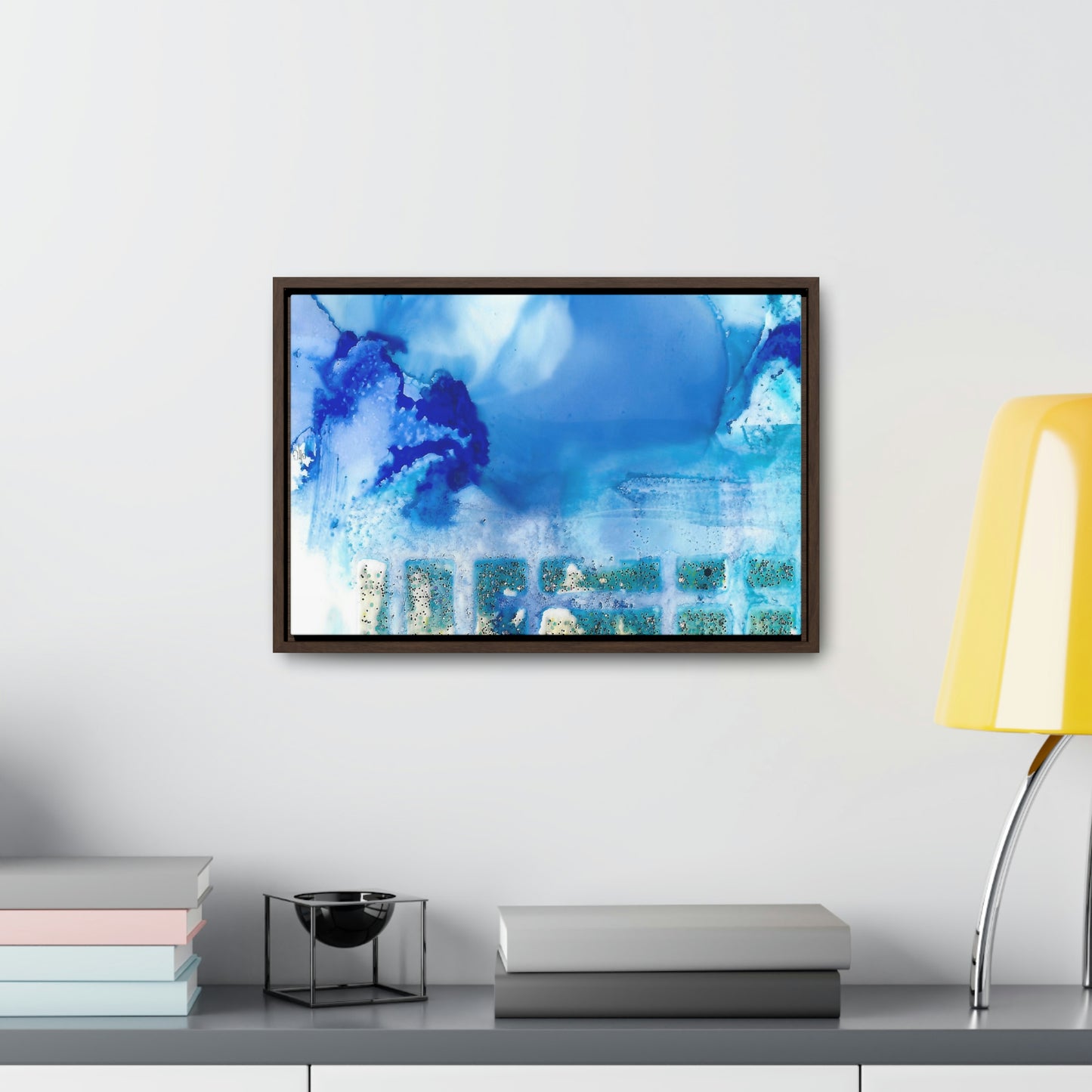 Blue Ice 7 Framed Canvas Print - Alja Design