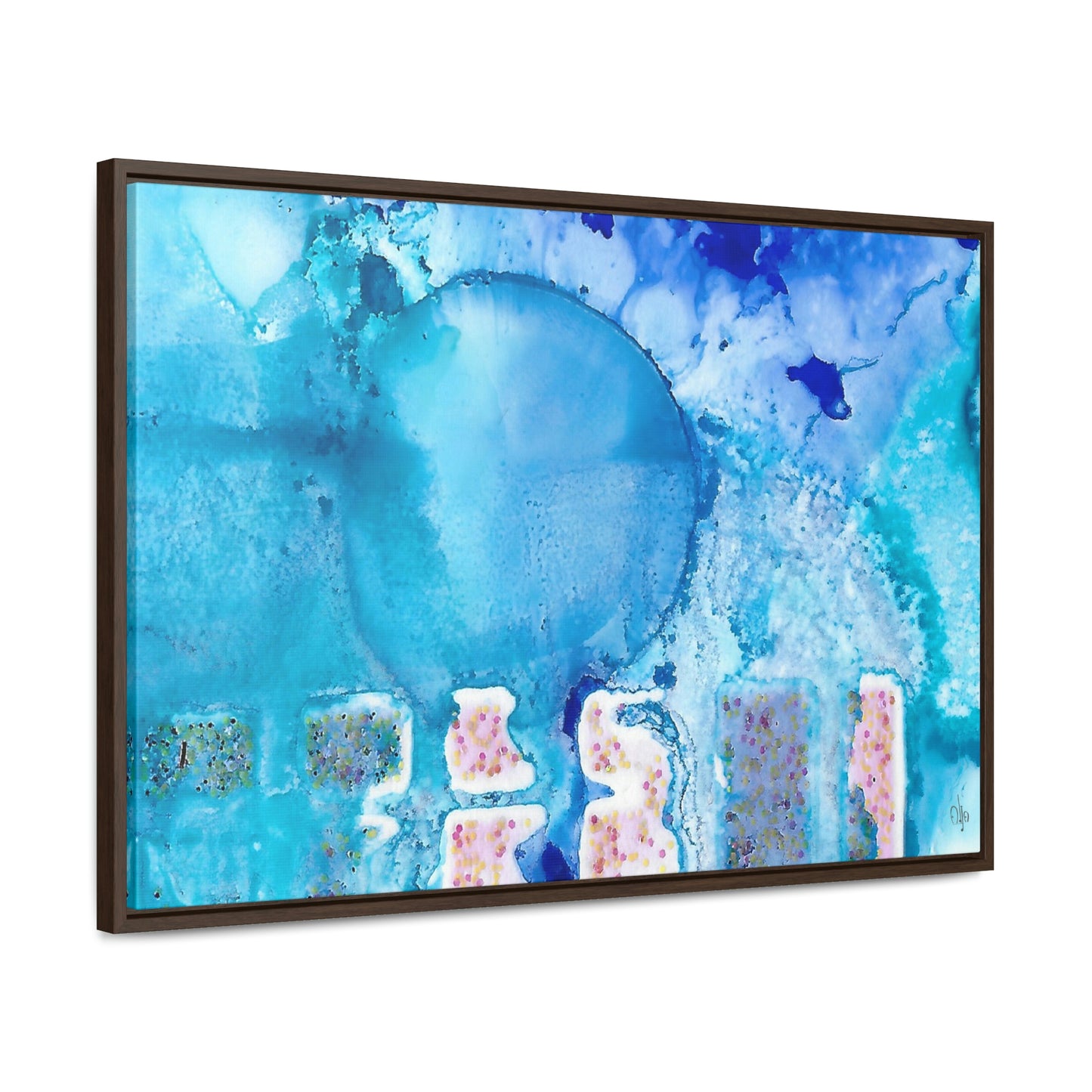 Blue Ice 9 Framed Canvas Print - Alja Design