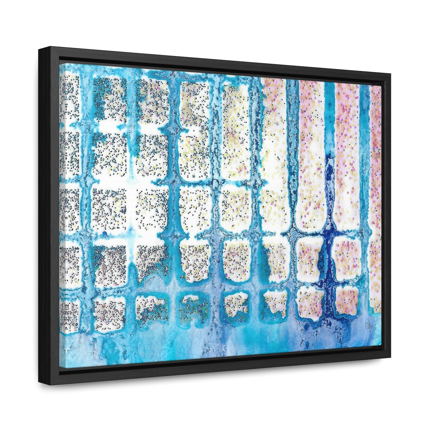Blue Ice 13 Framed Canvas Print - Alja Design
