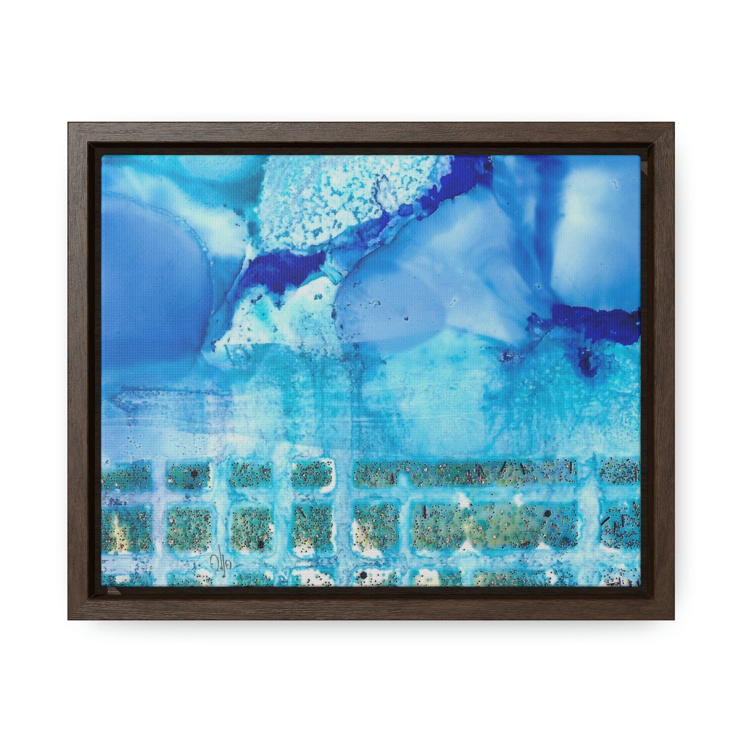 Blue Ice 1 Framed Canvas Print - Alja Design