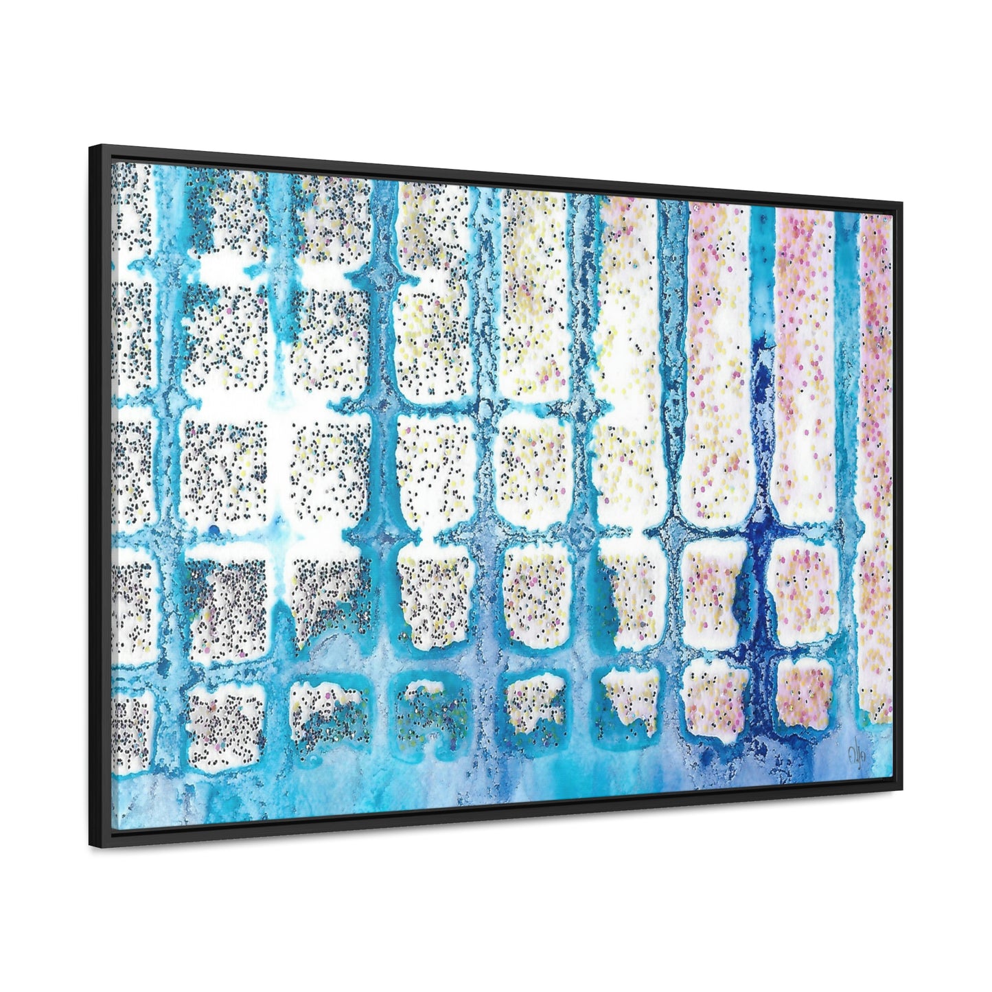 Blue Ice 13 Framed Canvas Print - Alja Design