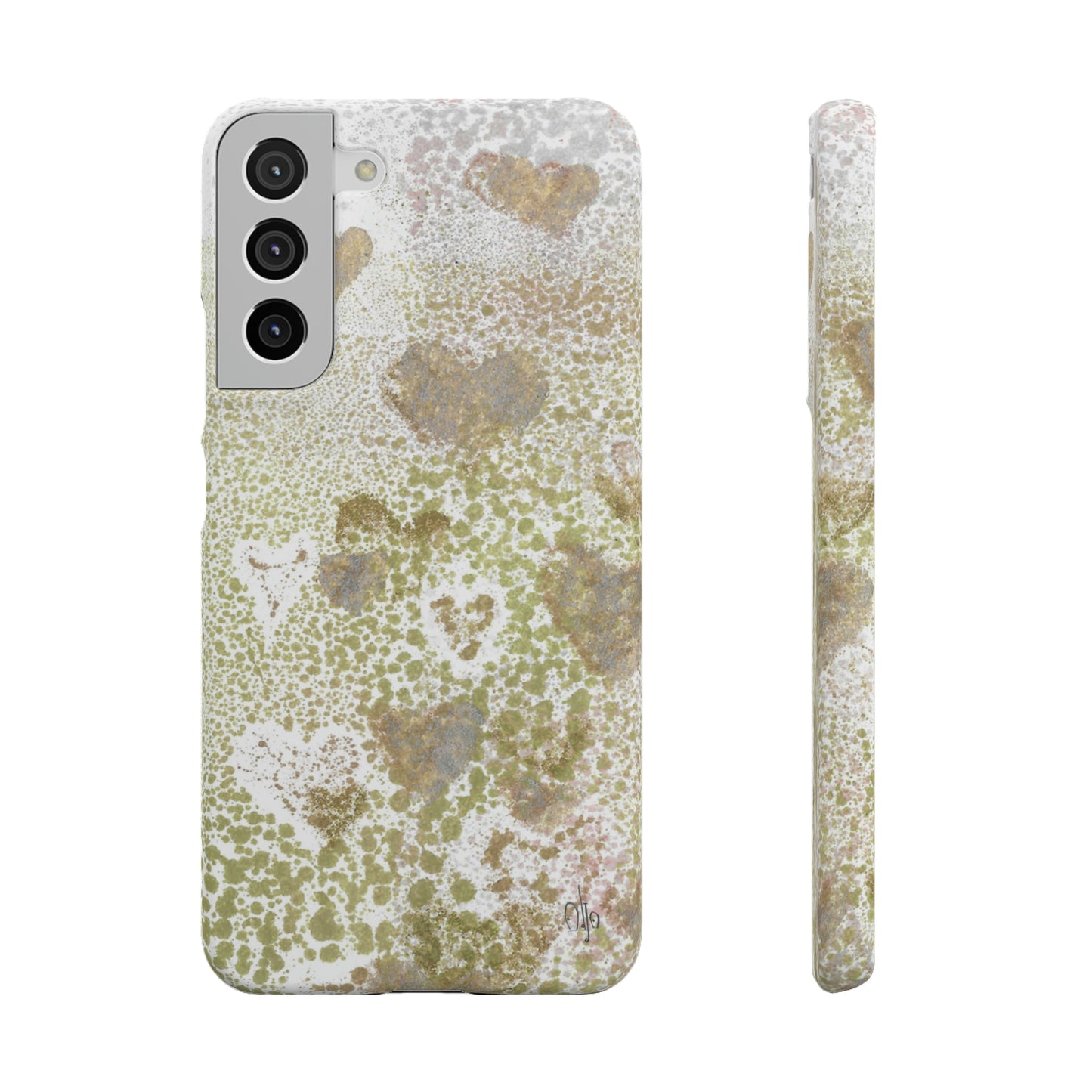 iPhone Samsung Galaxy Pixel5G Snap Case Phone Case Green Hearts - Alja Design