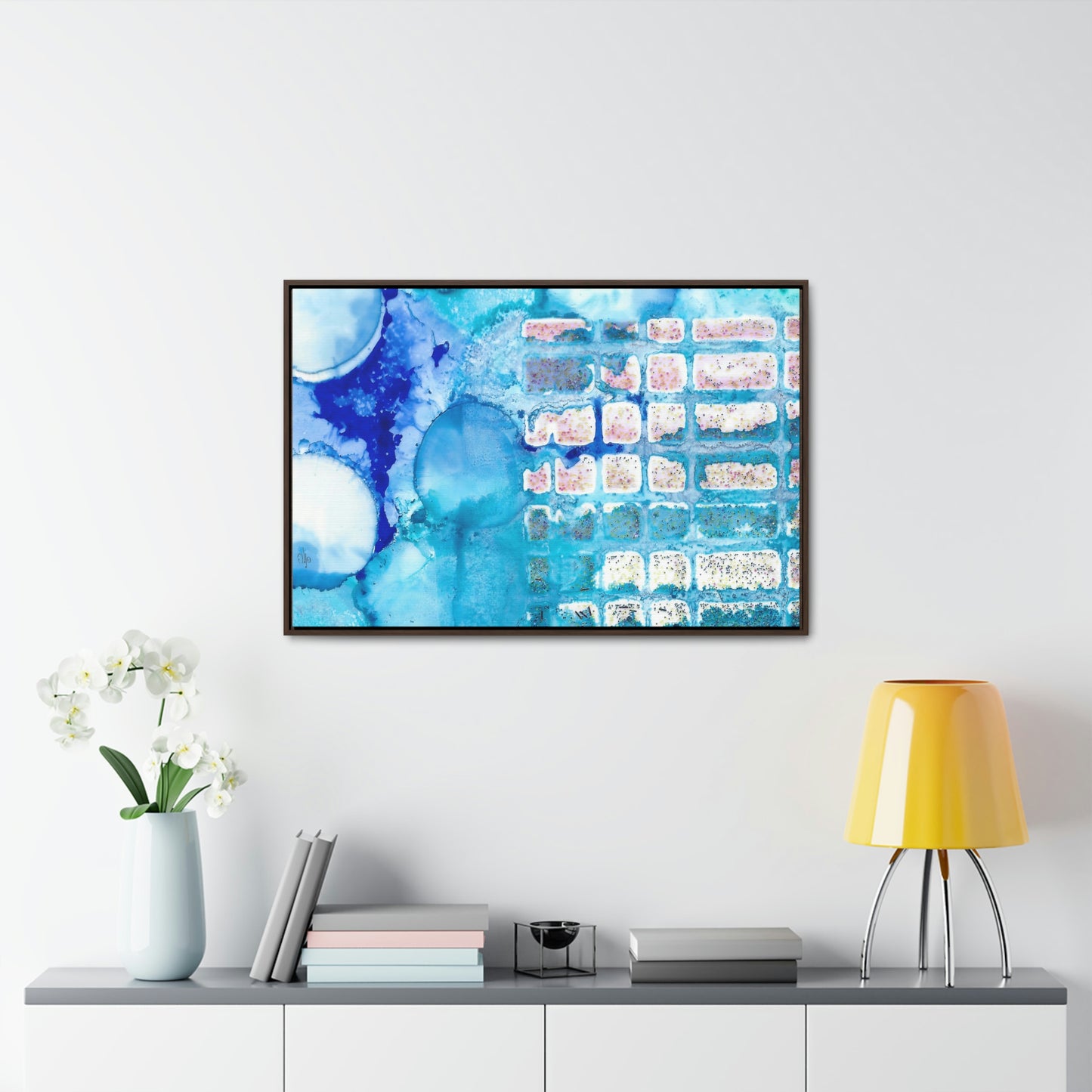 Blue Ice 11 Framed Canvas Print - Alja Design