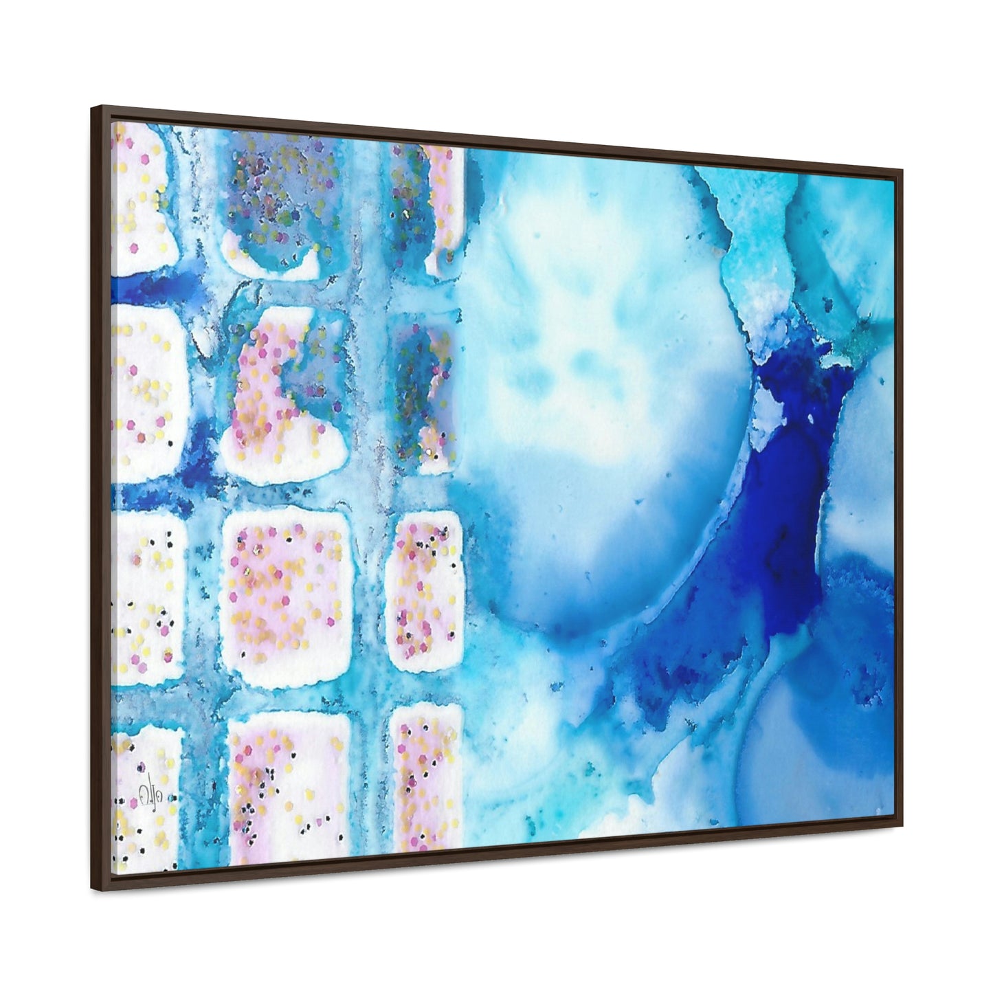 Blue Ice 10 Framed Canvas Print - Alja Design