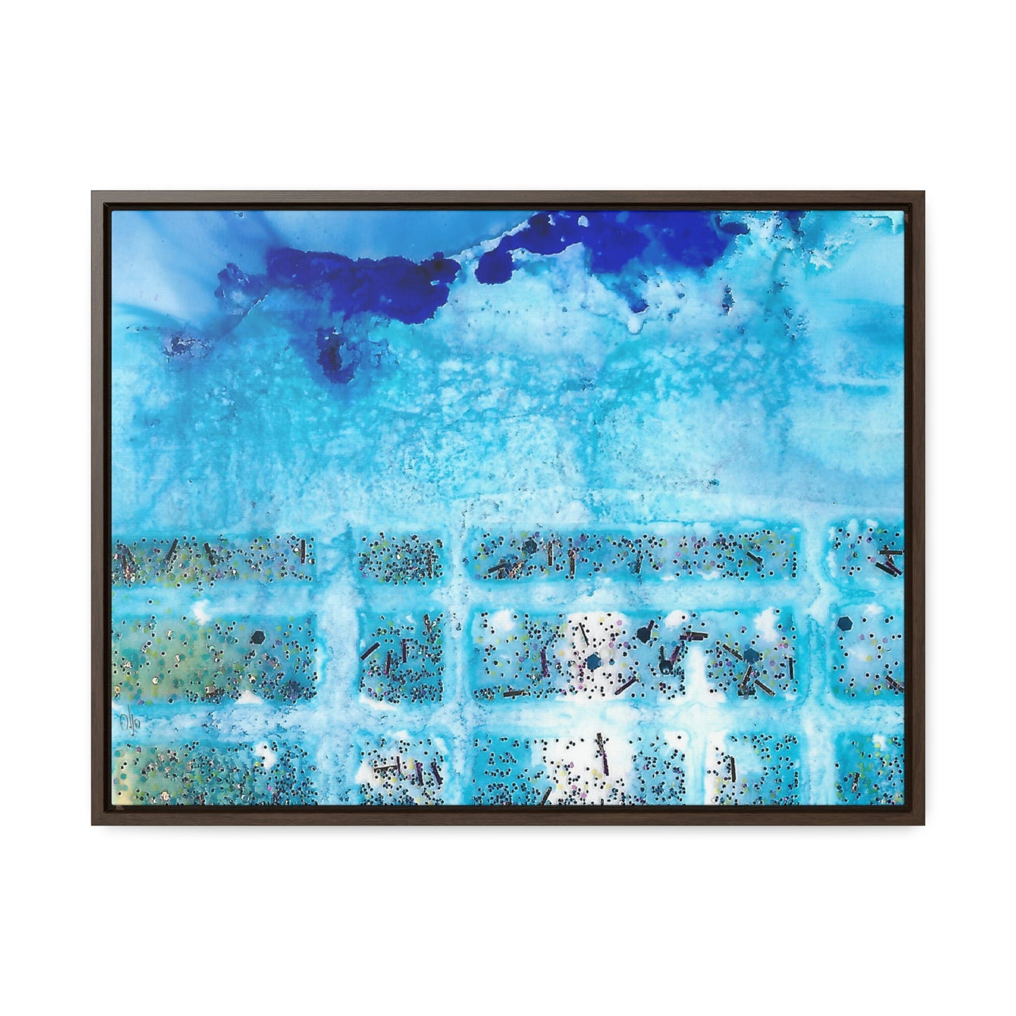 Blue Ice 8 Framed Canvas Print - Alja Design