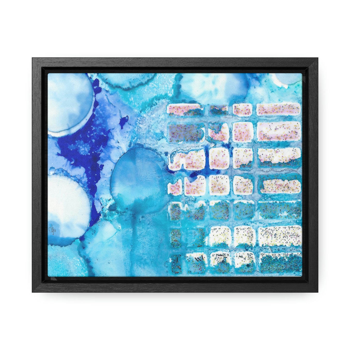 Blue Ice 11 Framed Canvas Print - Alja Design