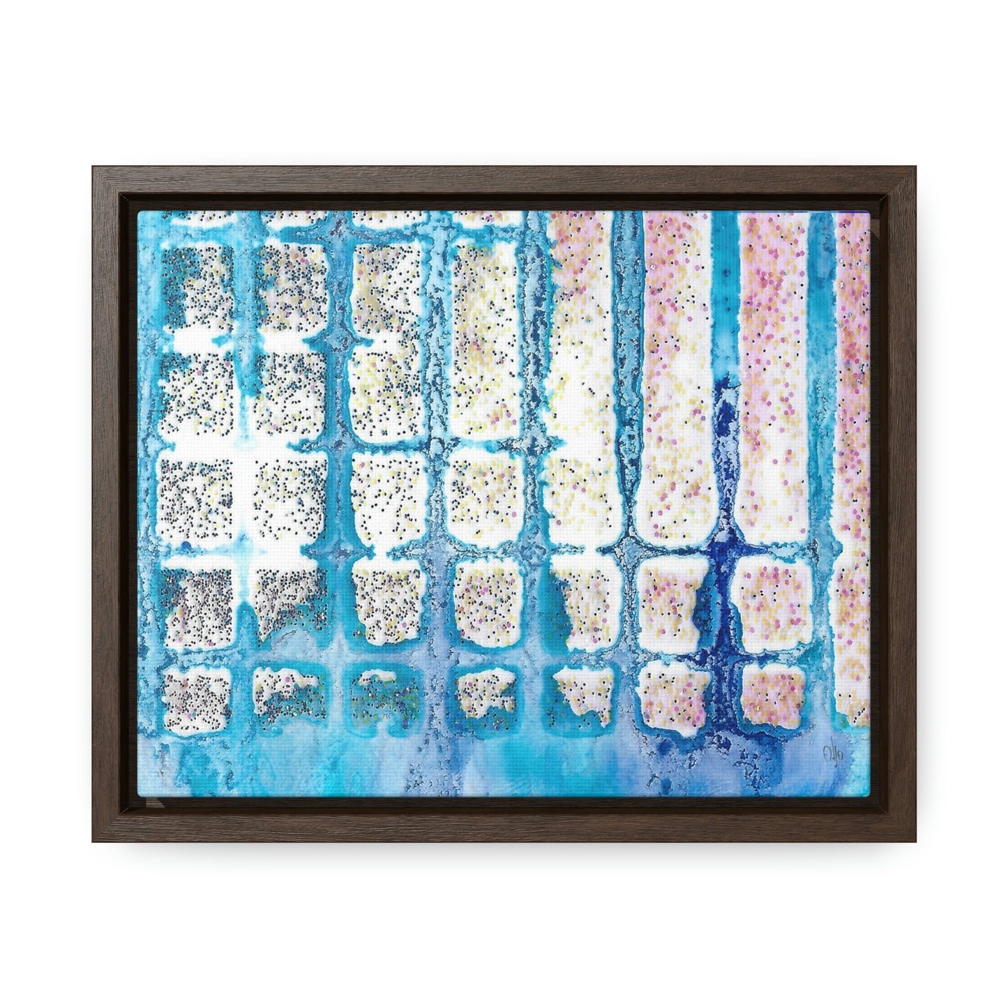 Blue Ice 13 Framed Canvas Print - Alja Design