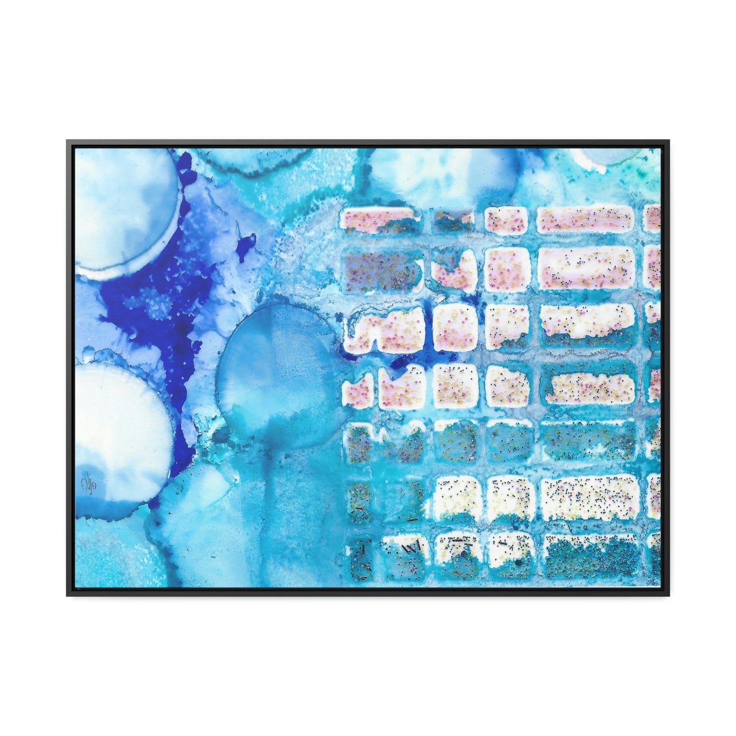 Blue Ice 11 Framed Canvas Print - Alja Design