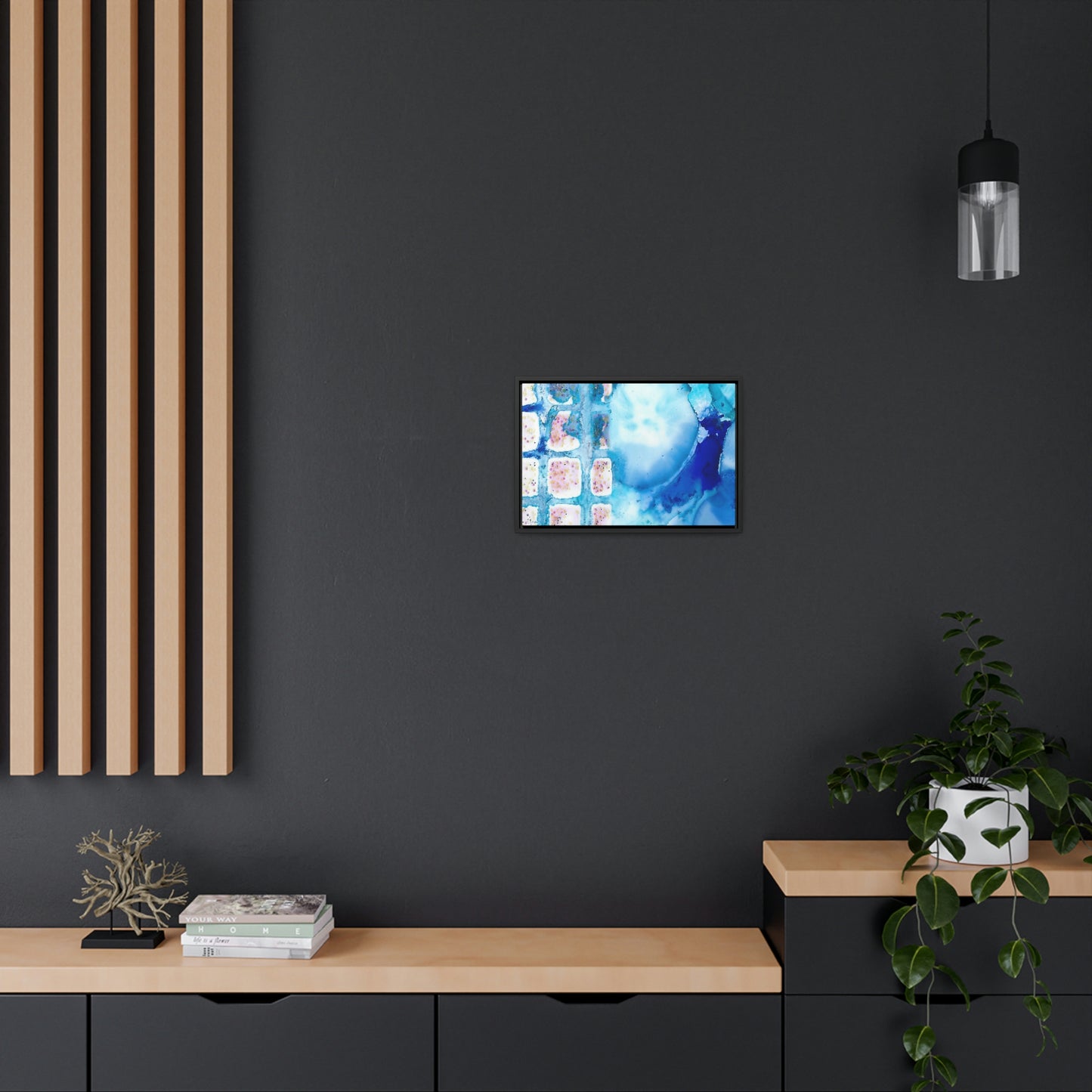 Blue Ice 10 Framed Canvas Print - Alja Design
