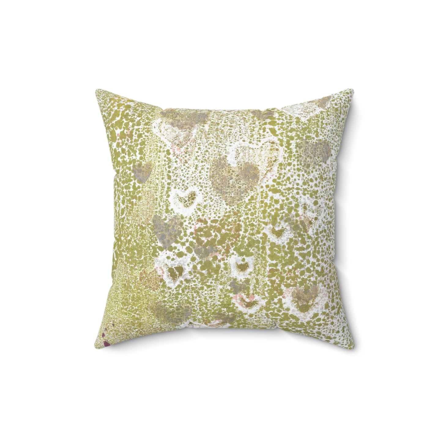 Green Hearts Square Pillow - Alja Design
