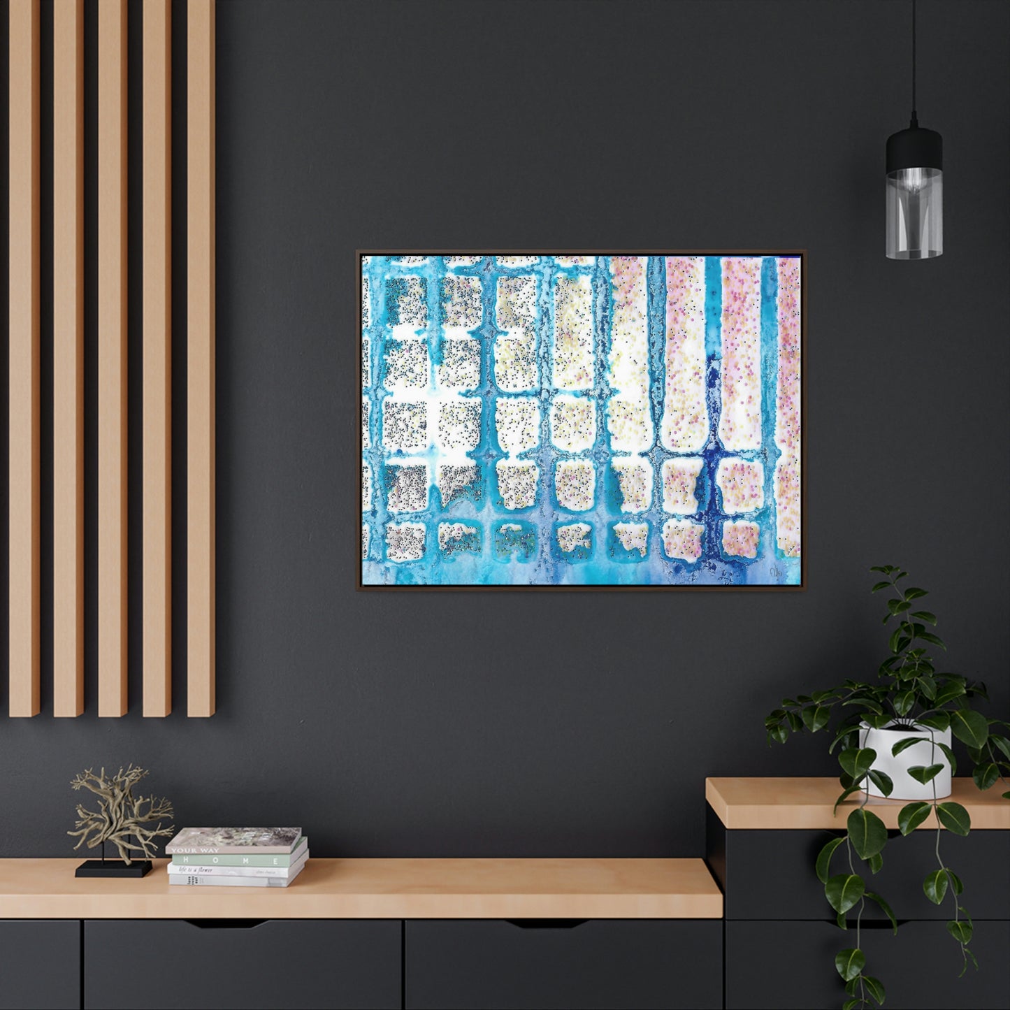Blue Ice 13 Framed Canvas Print - Alja Design