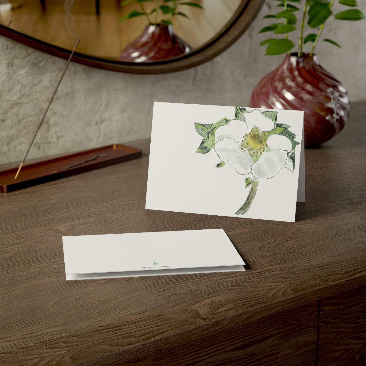 Strawberry Blossom Folded Greeting Card - Alja Design